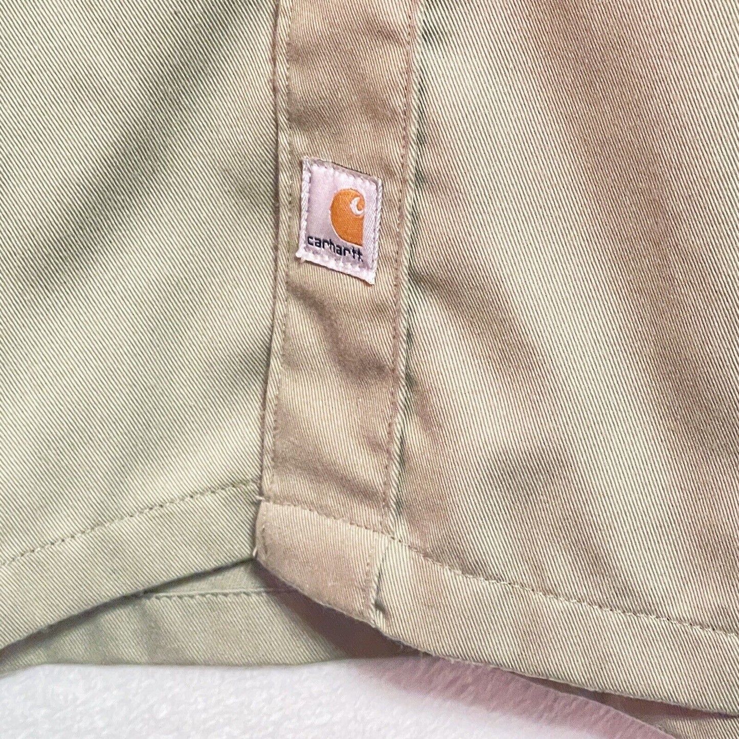Carhartt Mens 2XL S223 Khaki Twill Short Sleeve Button Up Work Shirt Pockets