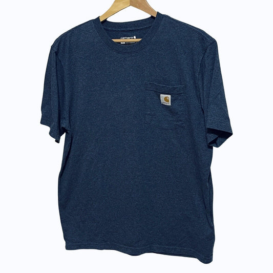 Carhartt K87 Mens Size M Short Sleeve Pocket Tshirt Loose Fit Blue Workwear