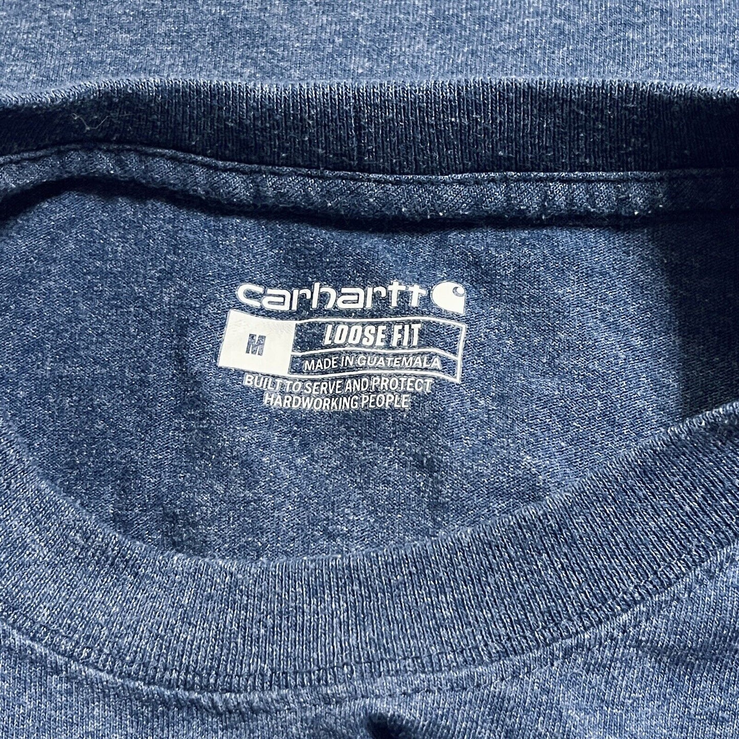 Carhartt K87 Mens Size M Short Sleeve Pocket Tshirt Loose Fit Blue Workwear