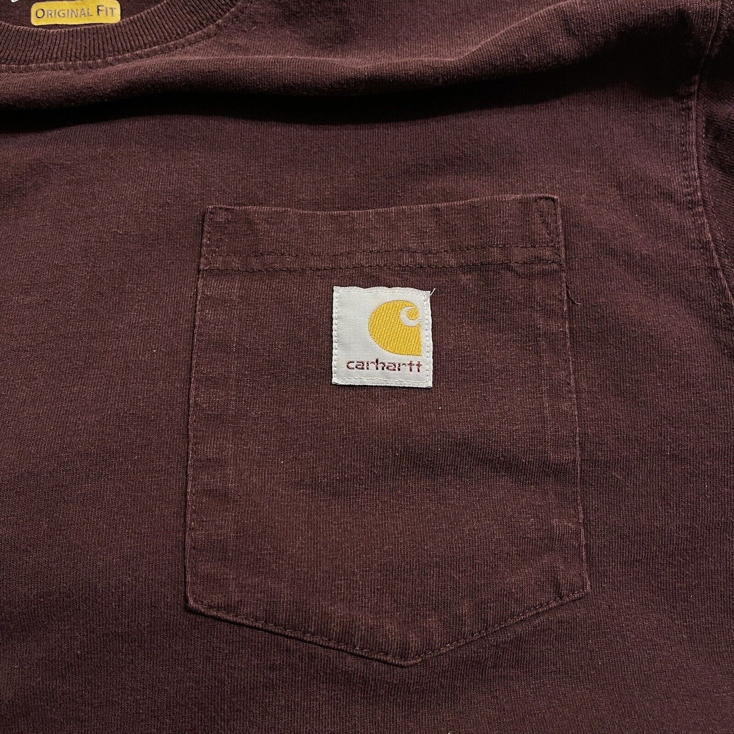 Carhartt K126 Mens Size M Long Sleeve Pocket Tshirt Original Fit Port Maroon