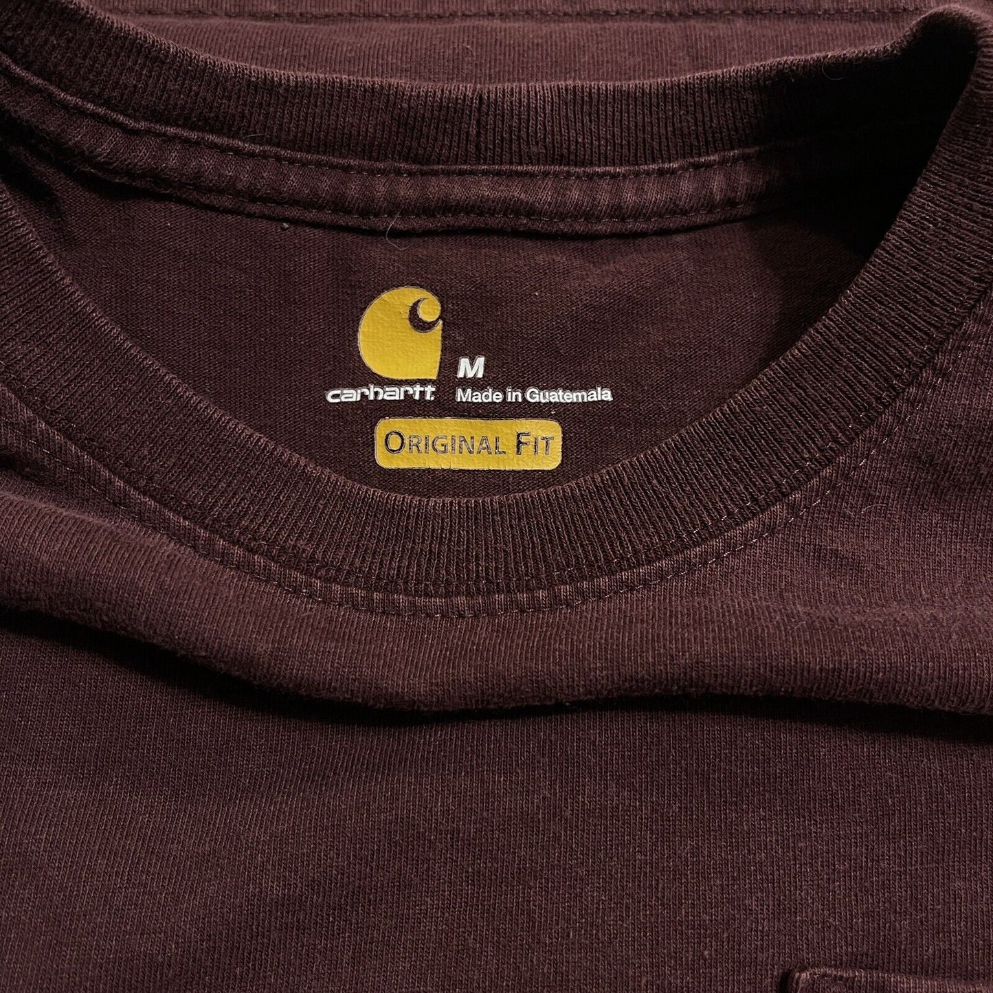 Carhartt K126 Mens Size M Long Sleeve Pocket Tshirt Original Fit Port Maroon