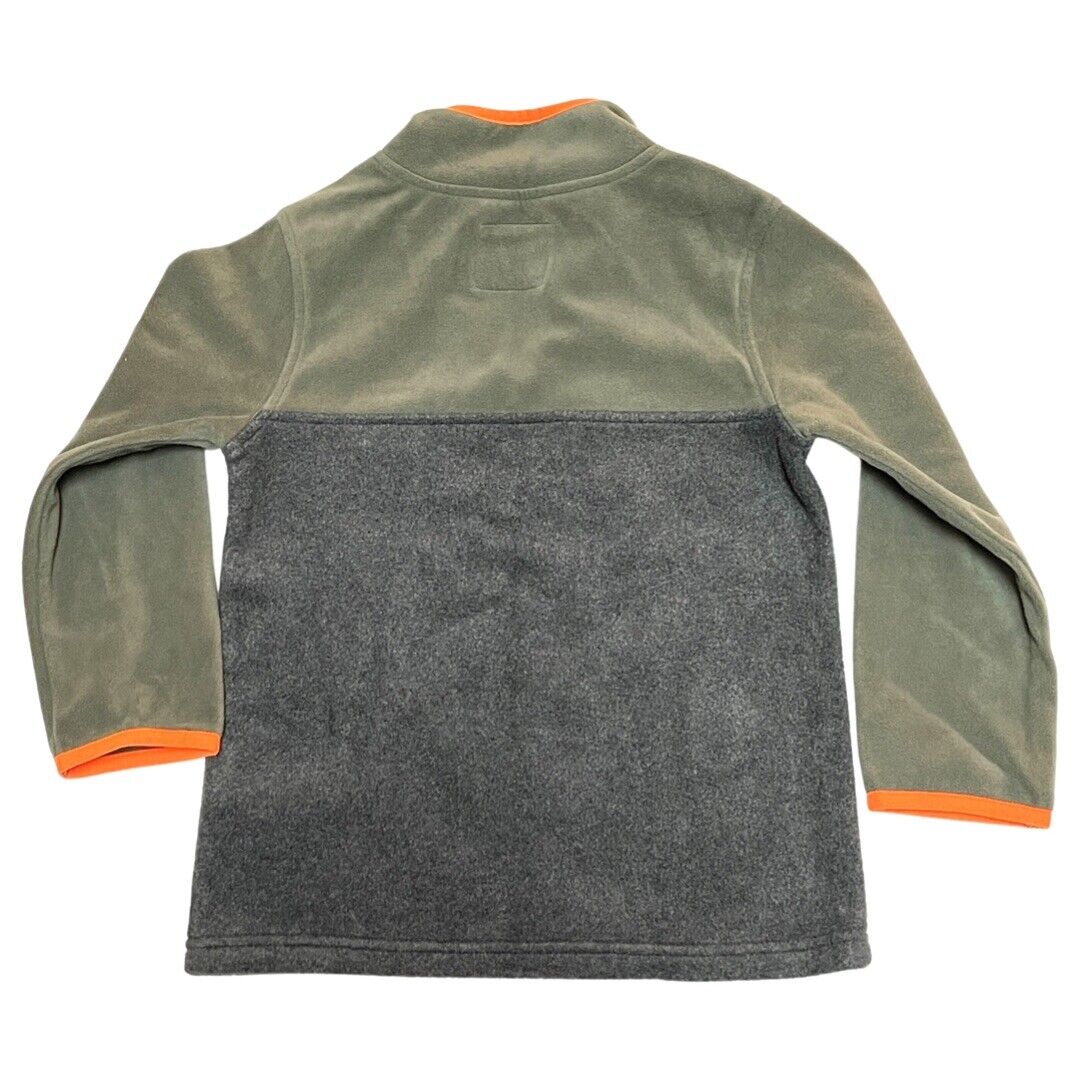 OshKosh Boys Size 5 Fleece Pullover NEW Green Gray 1/4 Zip Long Sleeve