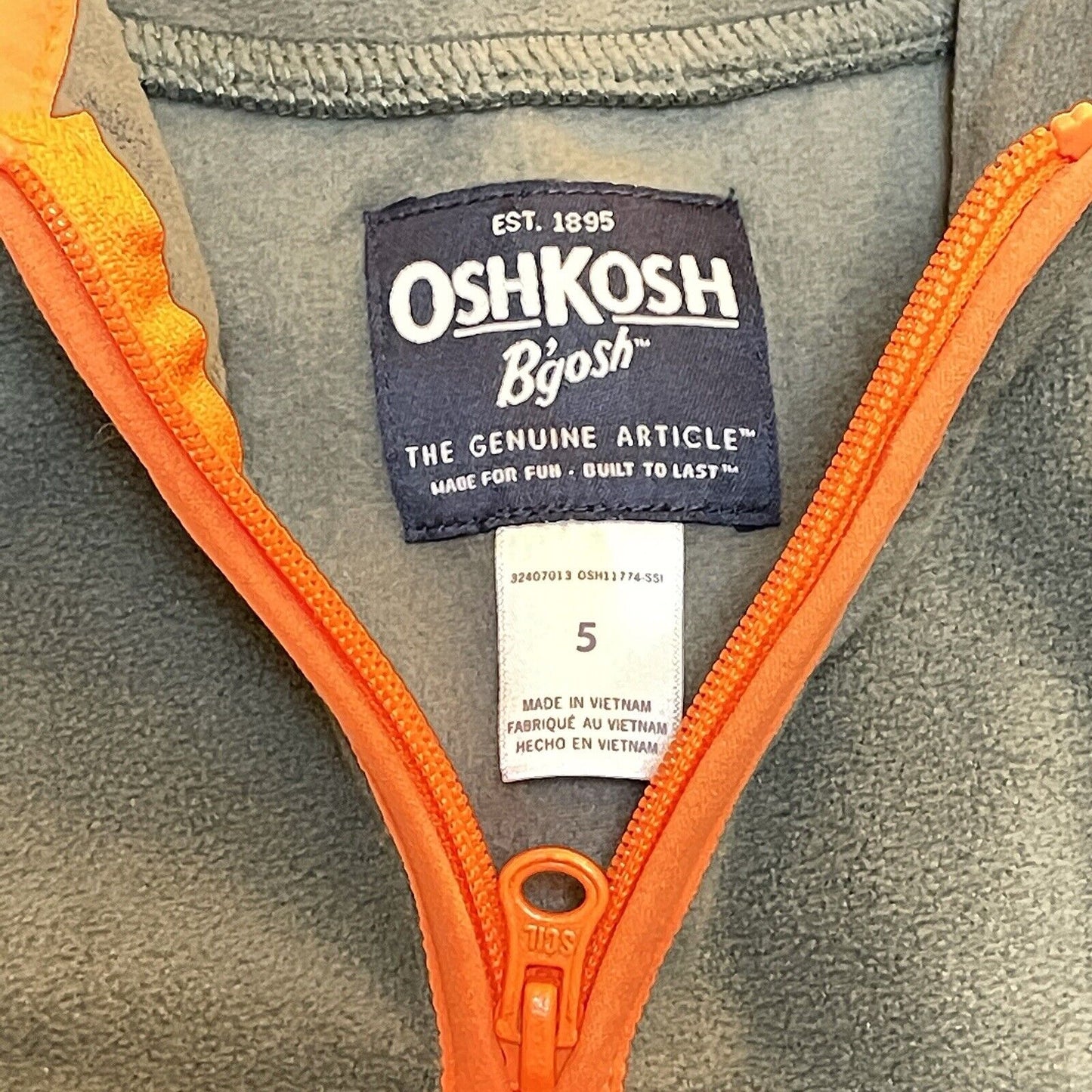 OshKosh Boys Size 5 Fleece Pullover NEW Green Gray 1/4 Zip Long Sleeve
