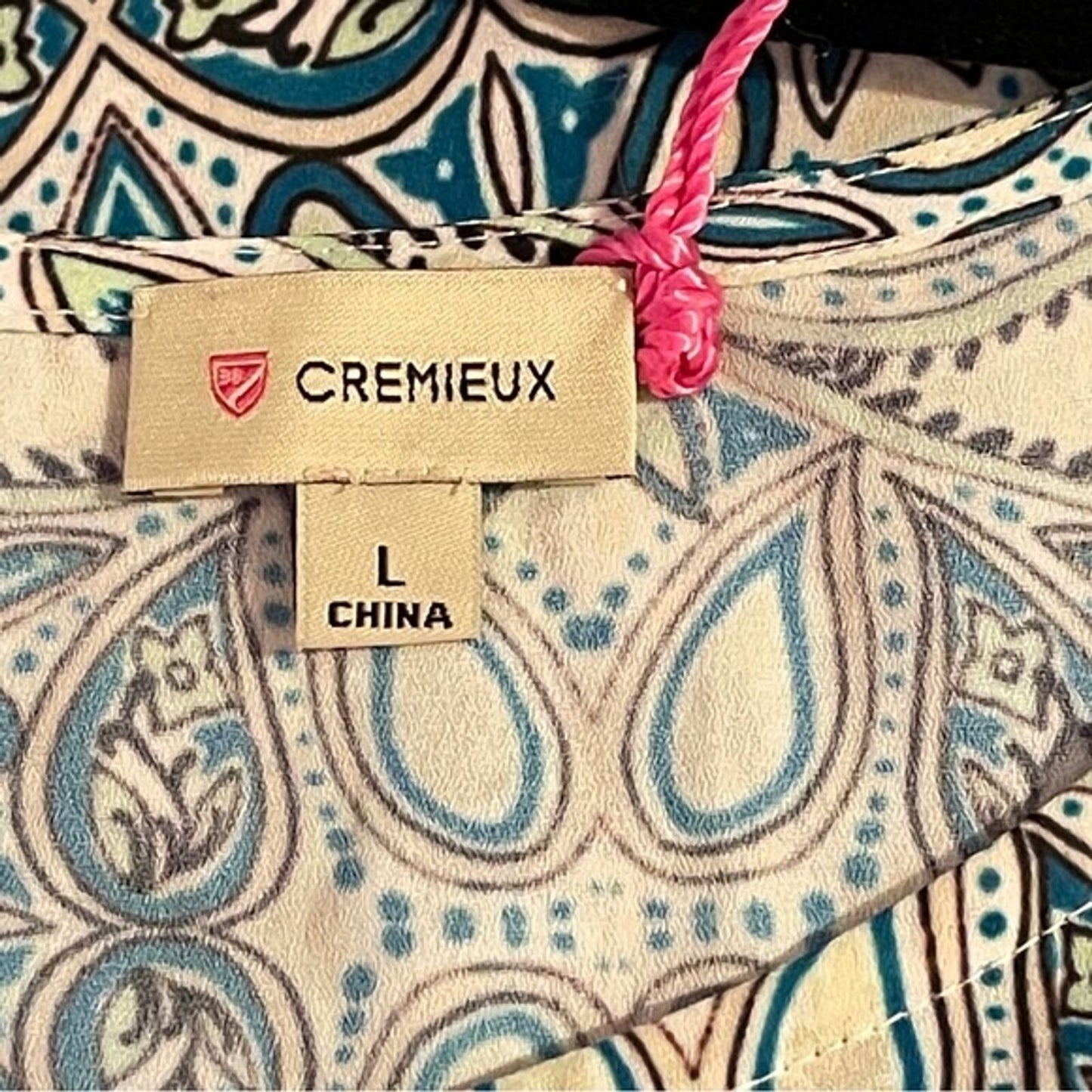 Cremieux NEW Boho Sheer Geometric Paisley Bell Sleeve Top Tunic Blouse Size L