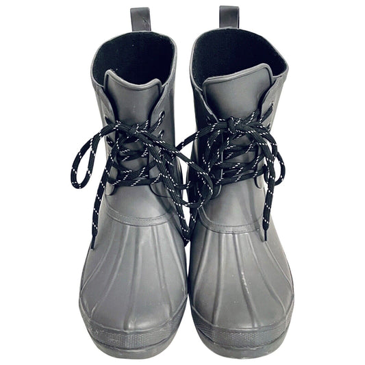 Chooka Womens Eastlake Rain Duck Boots Mid Lace Up Rubber Gray Charcoal Gray