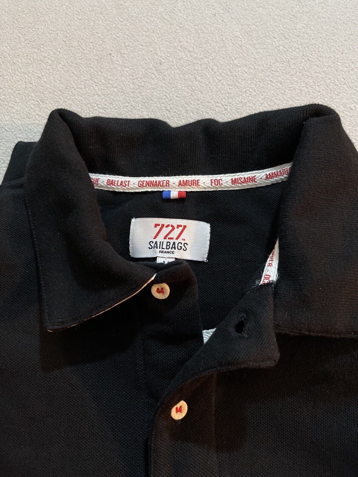727 Sailbags Mens Polo Size M Long Sleeve Black Recycled Spinnaker