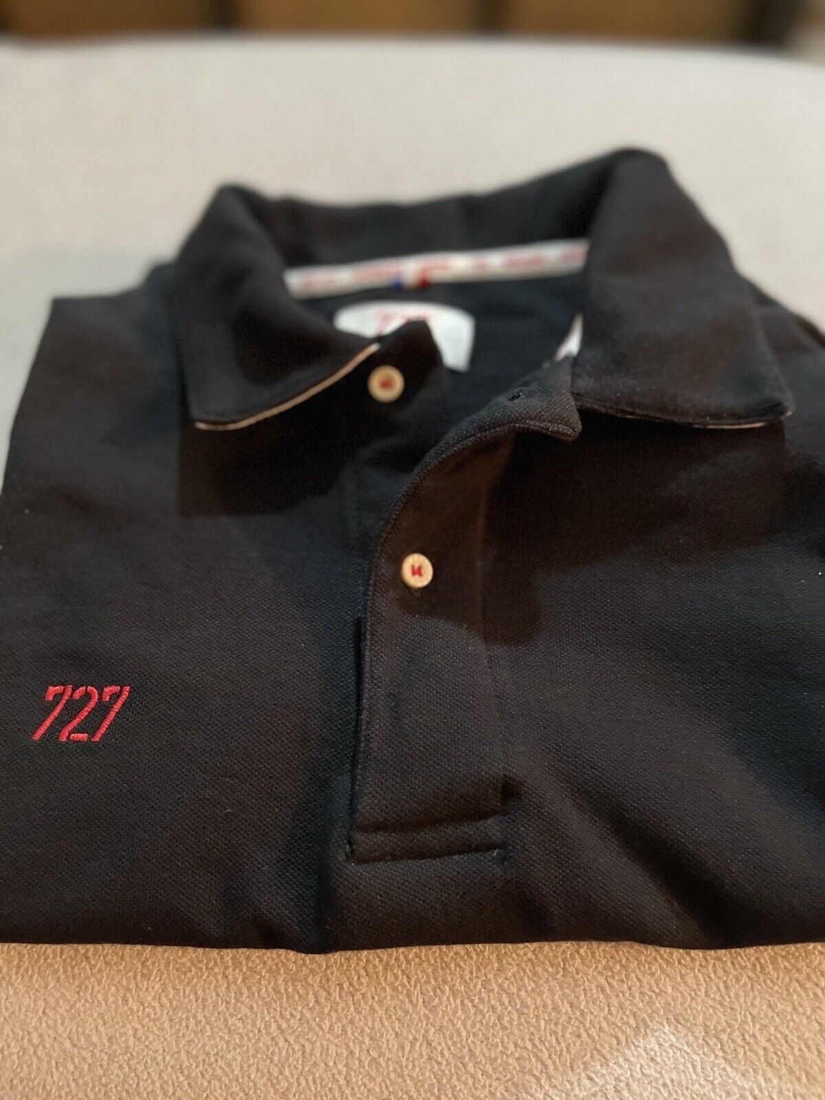 727 Sailbags Mens Polo Size M Long Sleeve Black Recycled Spinnaker