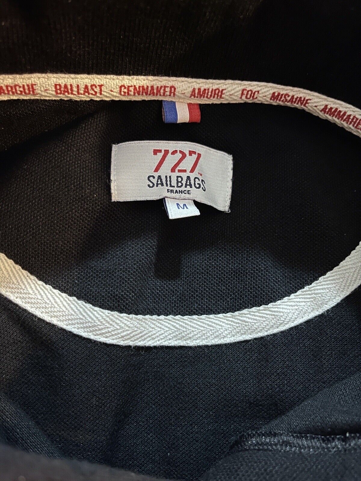 727 Sailbags Mens Polo Size M Long Sleeve Black Recycled Spinnaker