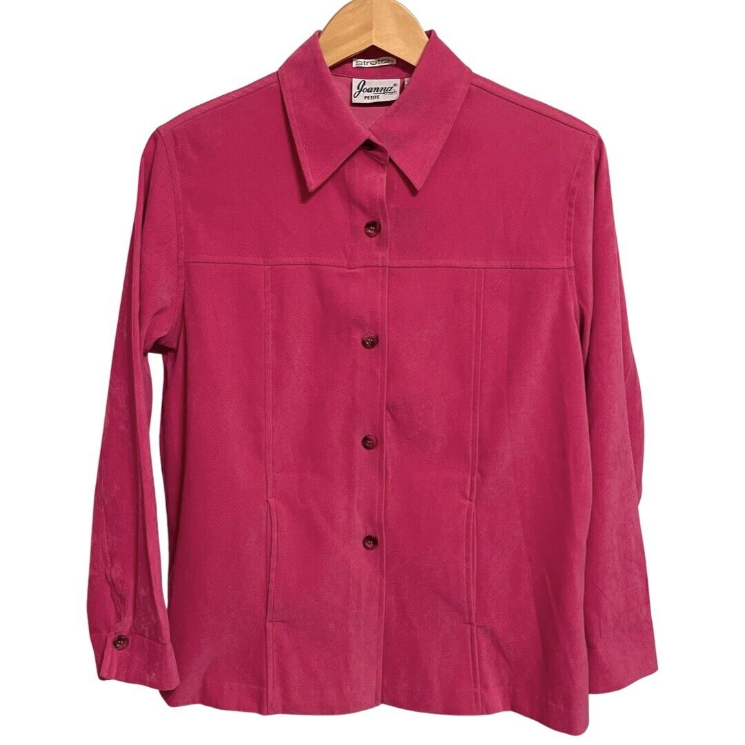 Joanna Petite Size M Hot Pink Jacket Shacket Shirt Womens PM Long Sleeve Top