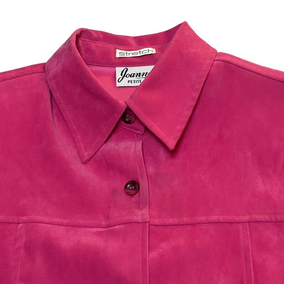 Joanna Petite Size M Hot Pink Jacket Shacket Shirt Womens PM Long Sleeve Top