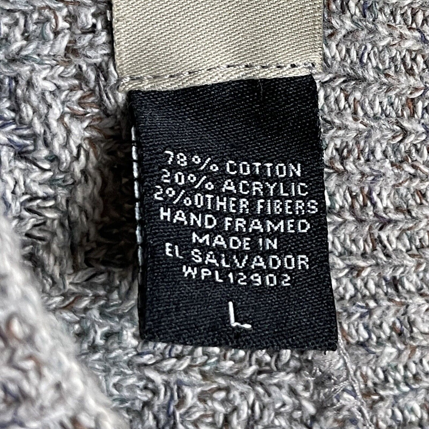 Mens Haggar Gray Blue Chevron Knit Pullover Cotton Blend Sweater Size L