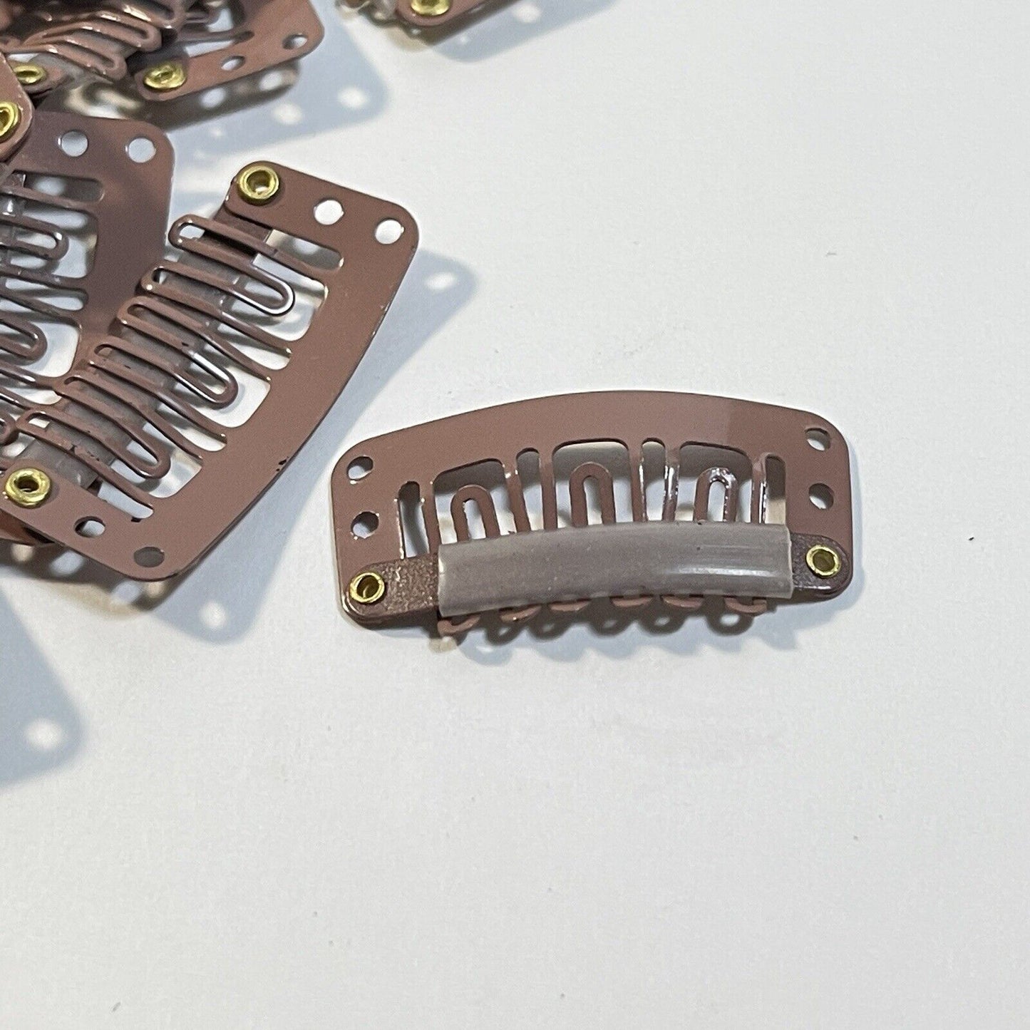 12 Hair Extension Clips Snap Wig Clips Light Brown Clip On Extensions