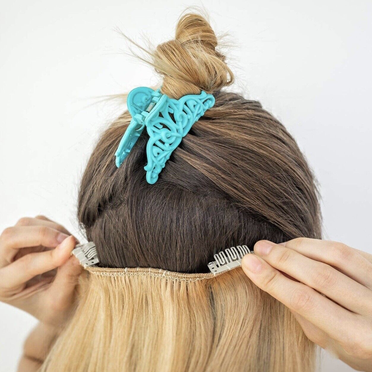 12 Hair Extension Clips Snap Wig Clips Light Brown Clip On Extensions