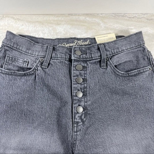 High Waist Size 10 Button Fly Jeans NWT Universal Thread Gray Stone Wash