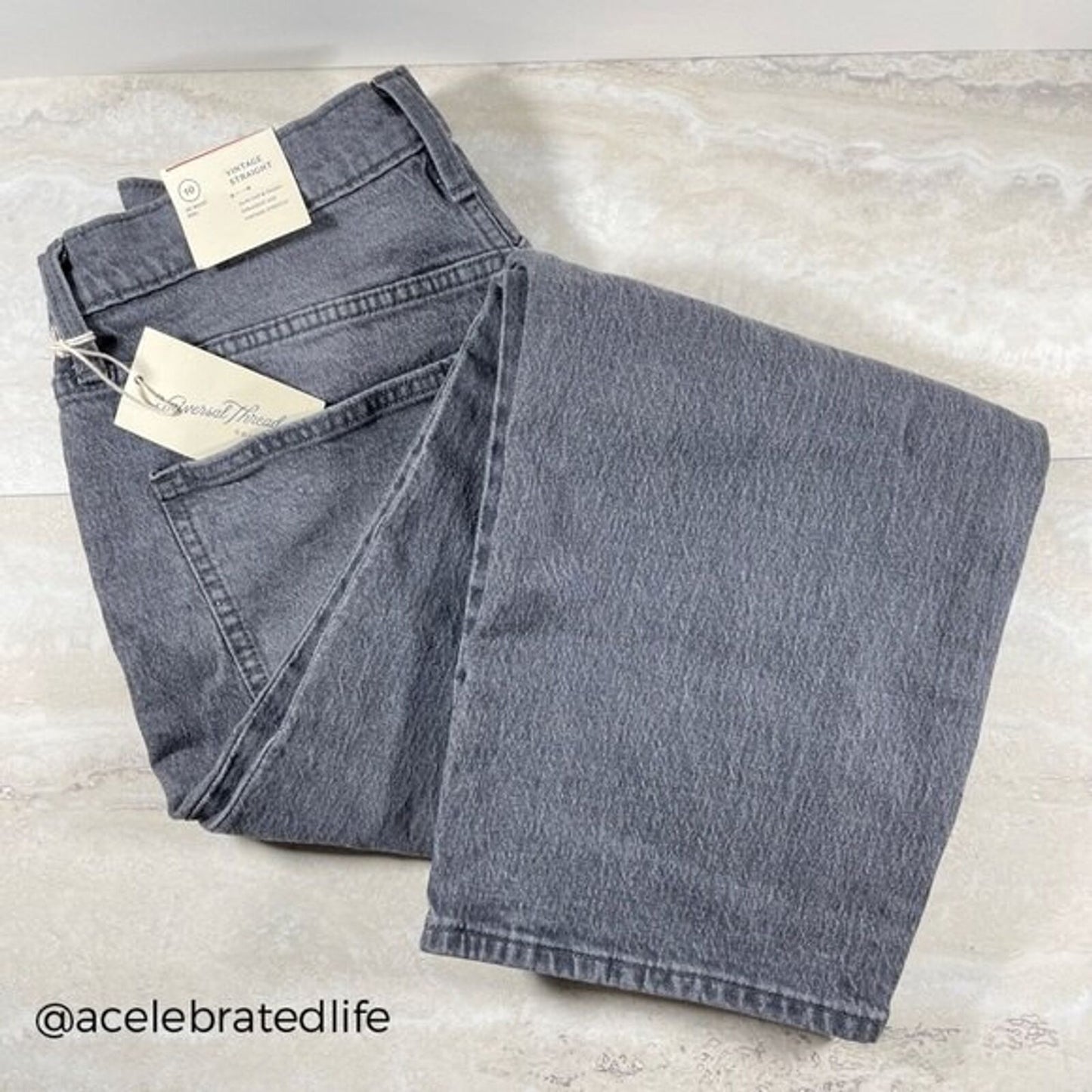 High Waist Size 10 Button Fly Jeans NWT Universal Thread Gray Stone Wash