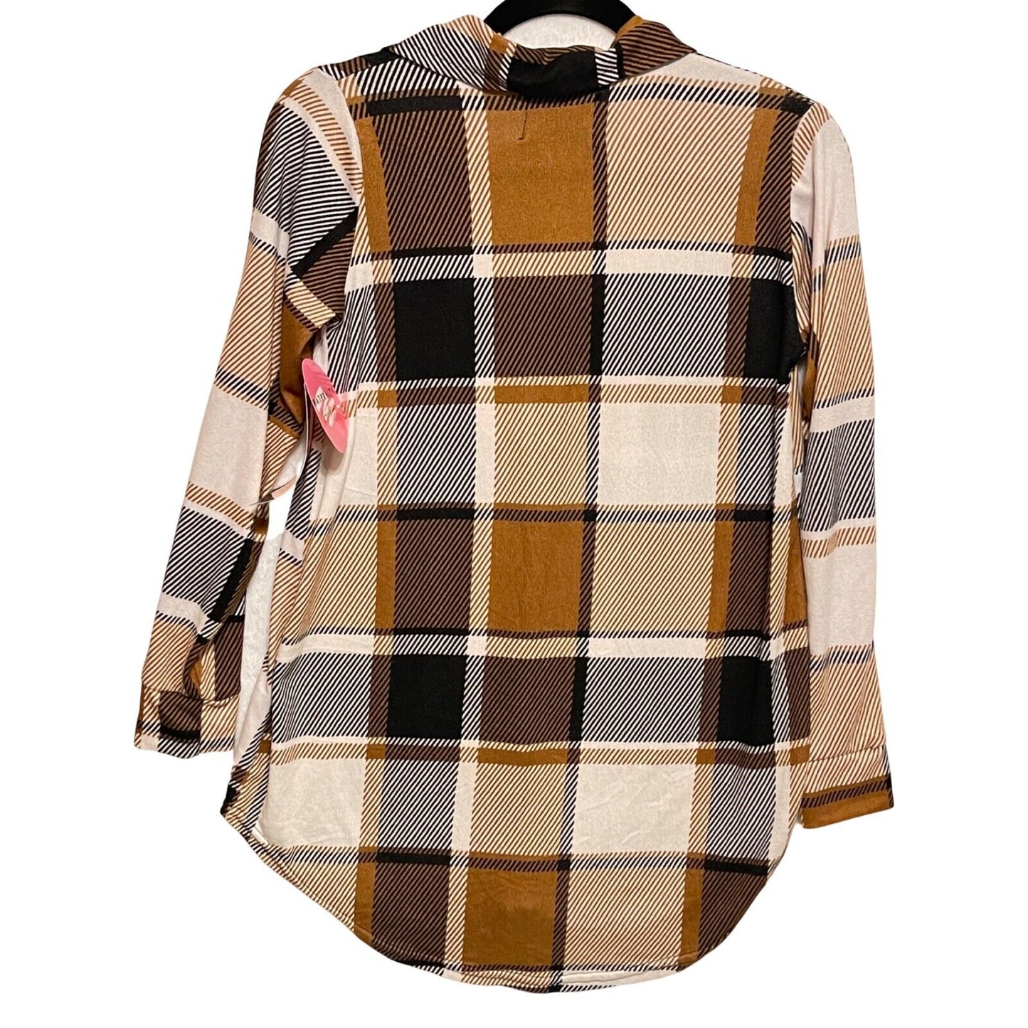 Maternity Love Size M Brown Black Plaid Button Shirt Top Pockets Lightweight