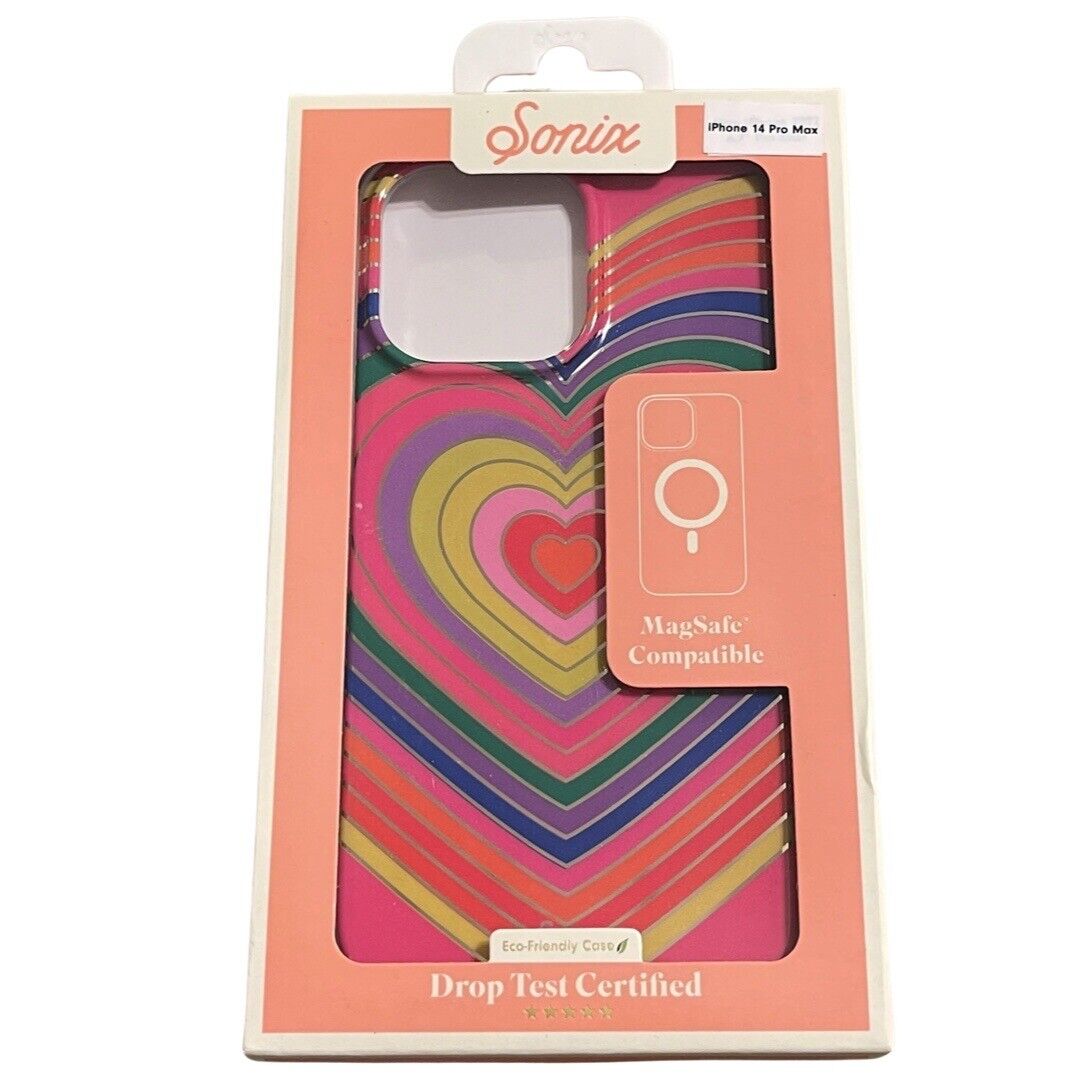 Sonix Phone Case iPhone 14 Pro Max MagSafe 10ft Drop Tested Rainbow Hearts