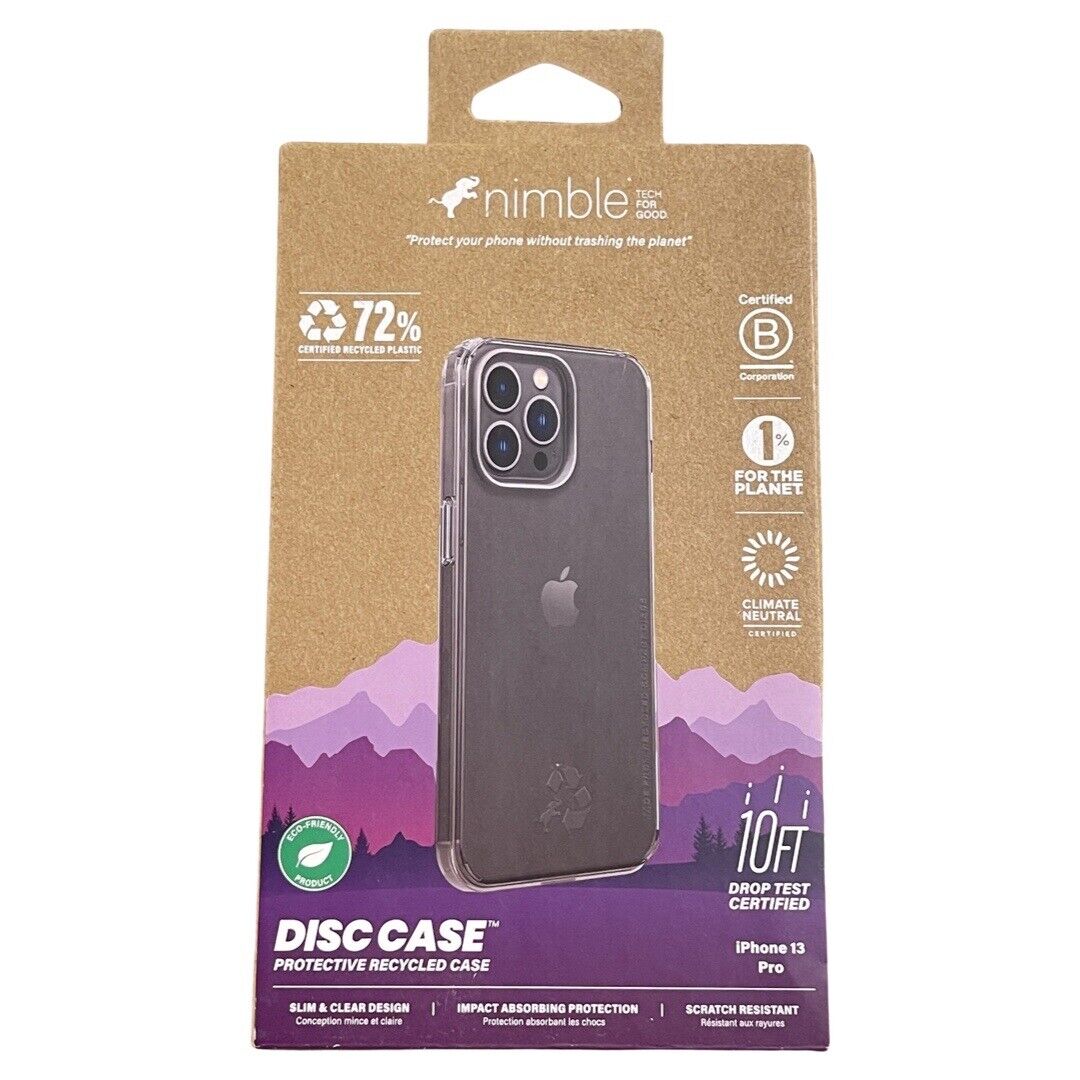 Nimble Apple iPhone 13 Pro Phone Case Clear Eco Recycled Plastic 10 ft Drop Test