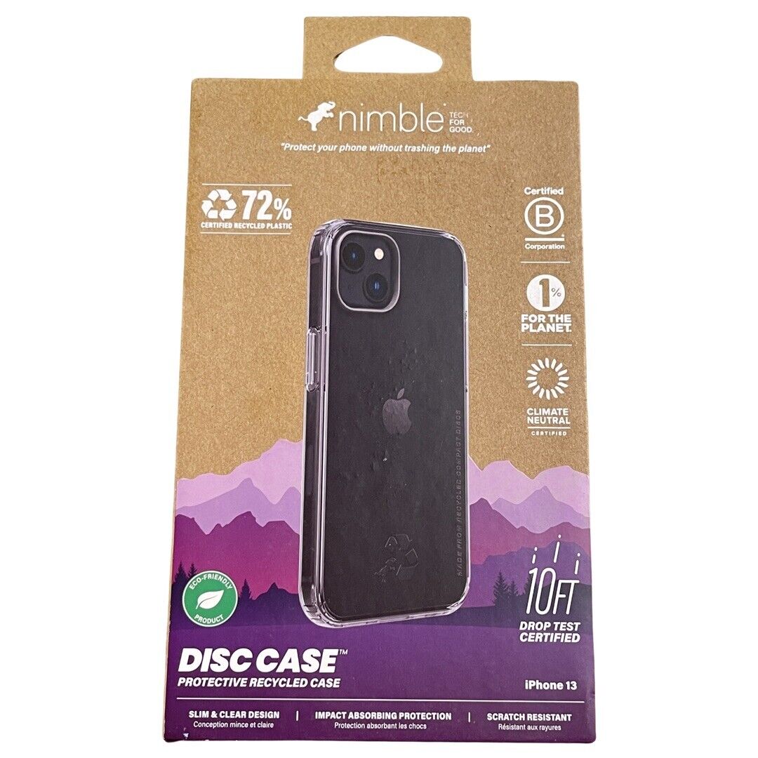 Nimble Apple iPhone 13 Recycled Plastic Phone Case Clear Eco 10 ft Drop Test