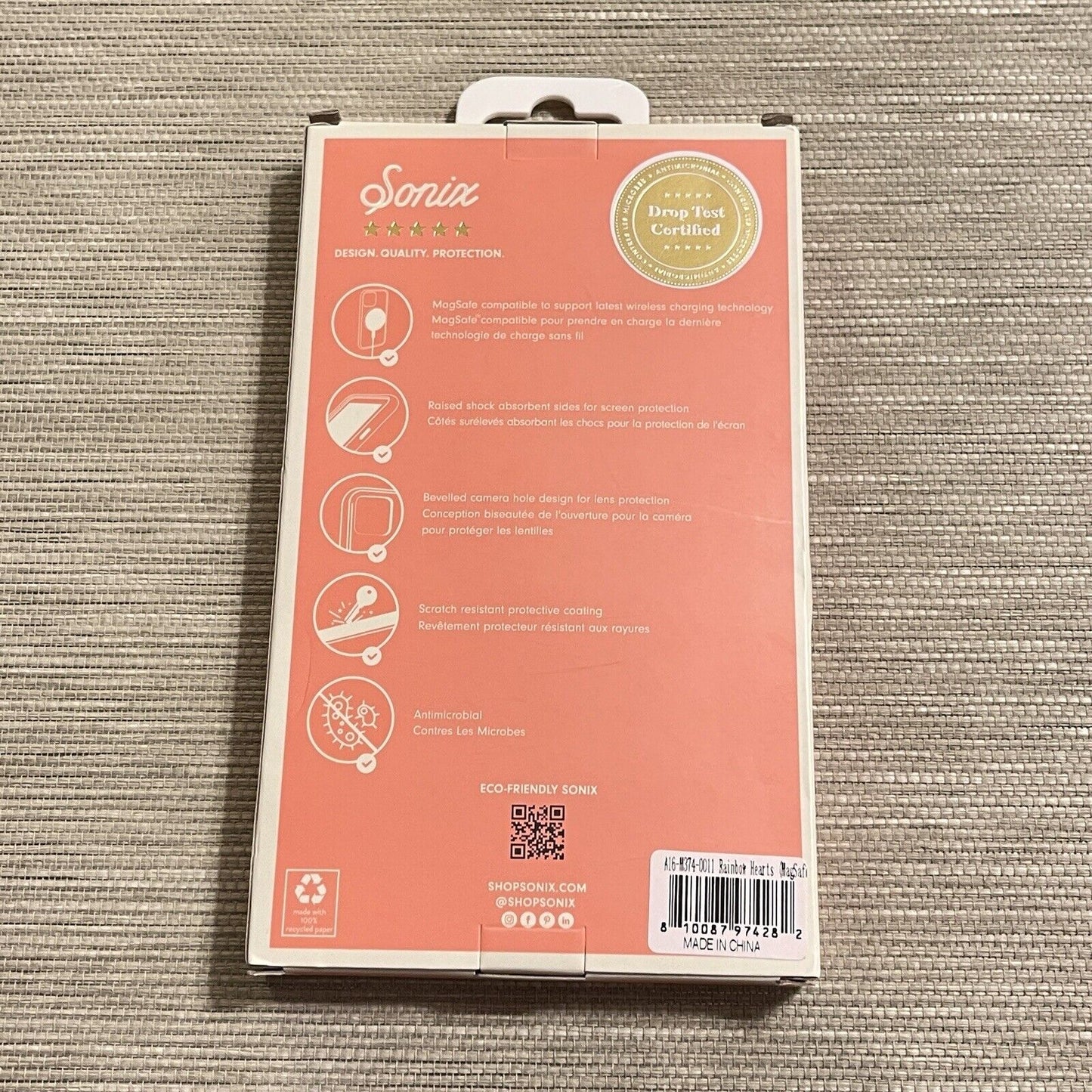 Sonix Phone Case iPhone 14 Plus MagSafe Compatible 10ft Drop Test Rainbow Hearts