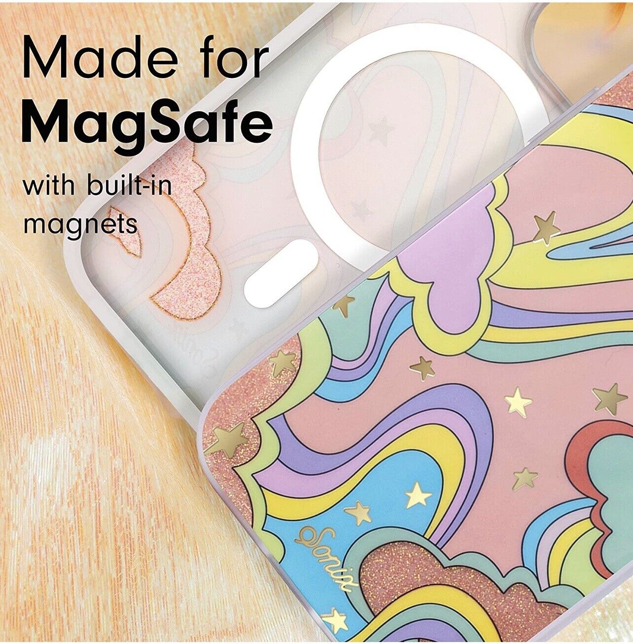 Sonix Phone Case iPhone 14 Plus MagSafe Compatible 10ft Drop Test Rainbow Hearts