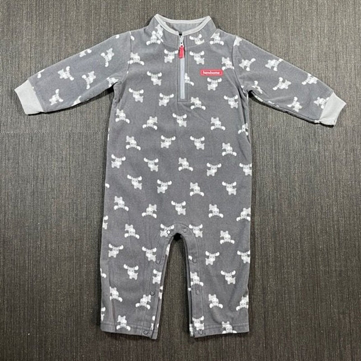 Carters One Piece Size 18 Months Reindeer Print Fleece Snap Closure
