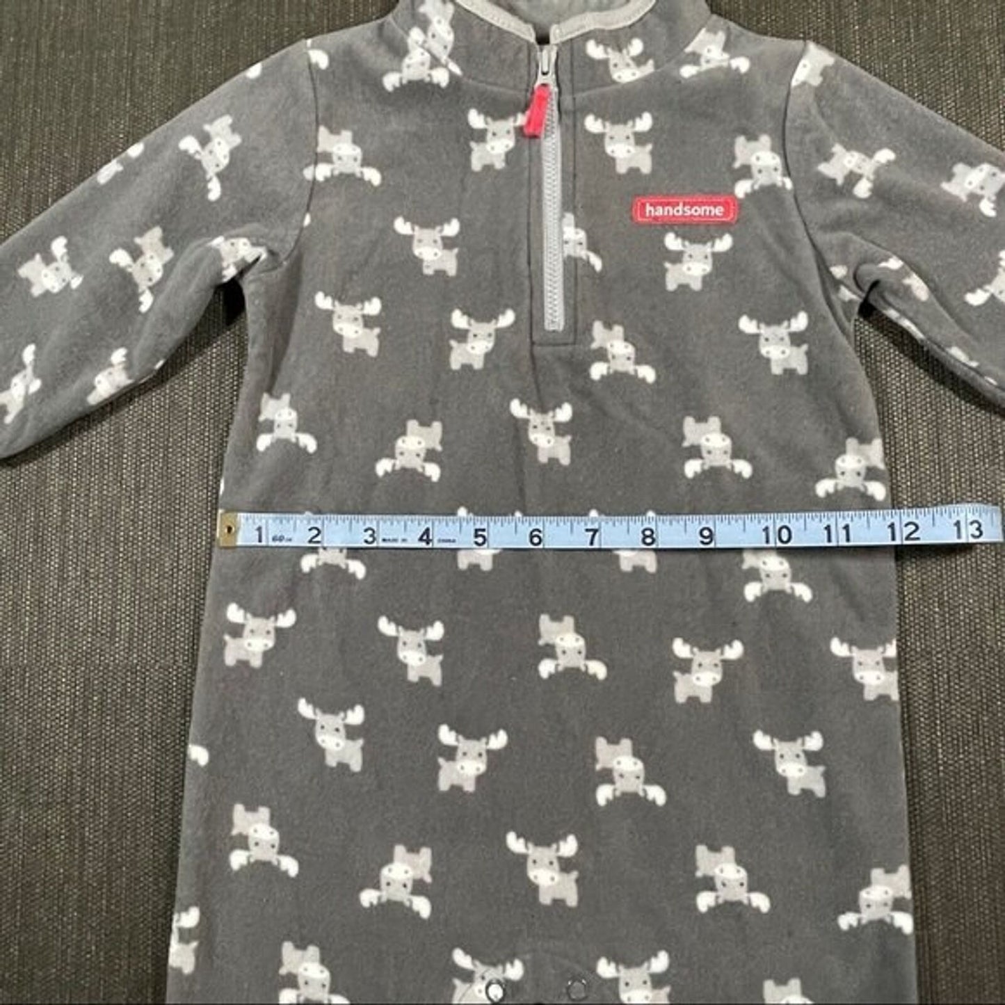 Carters One Piece Size 18 Months Reindeer Print Fleece Snap Closure