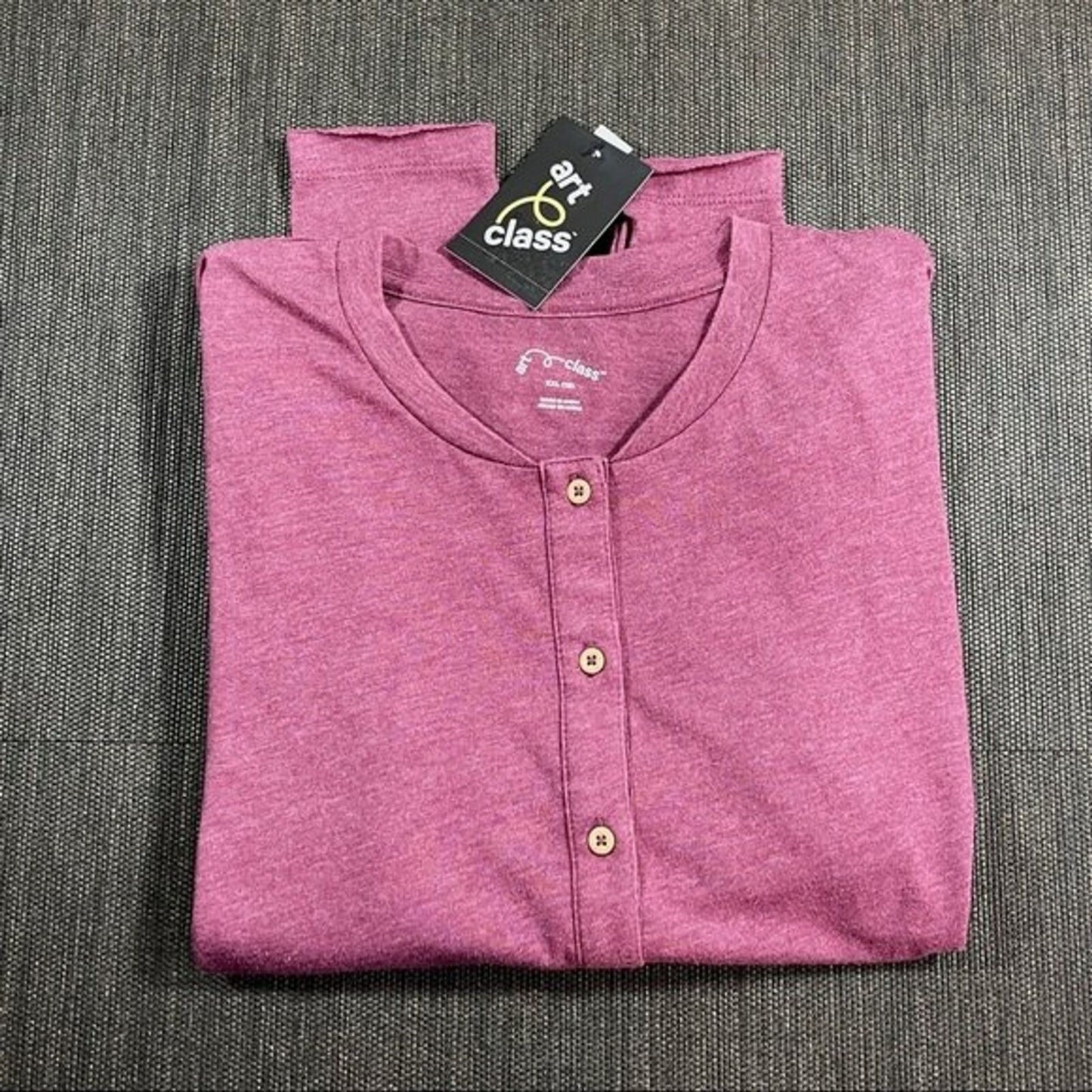 Girls Rose Pink Henley Shirt Cotton Boho Long-Sleeve T-Shirt XXL