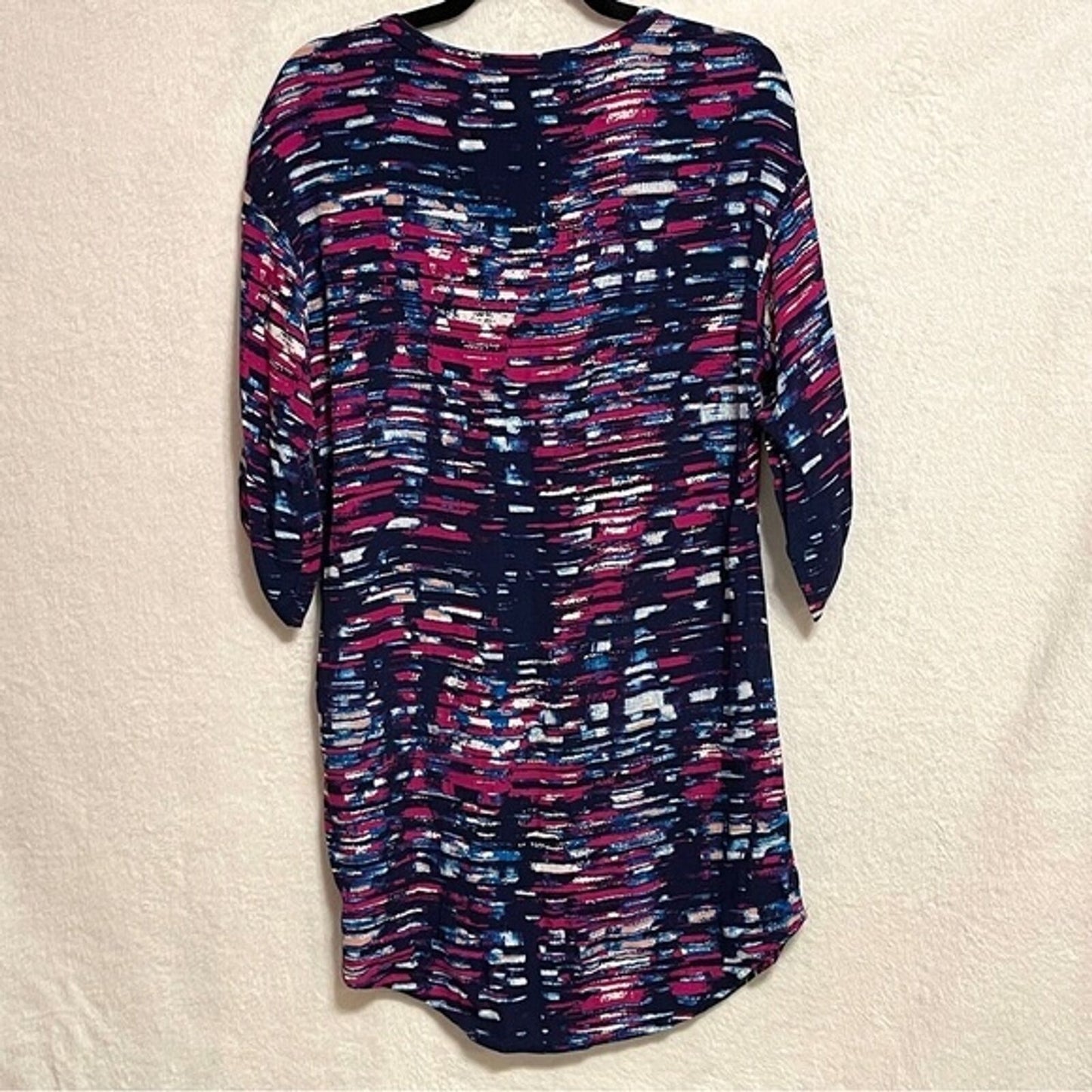 Michael Stars Barcelona Crepe Print Colorful Abstract Shirt Dress Large