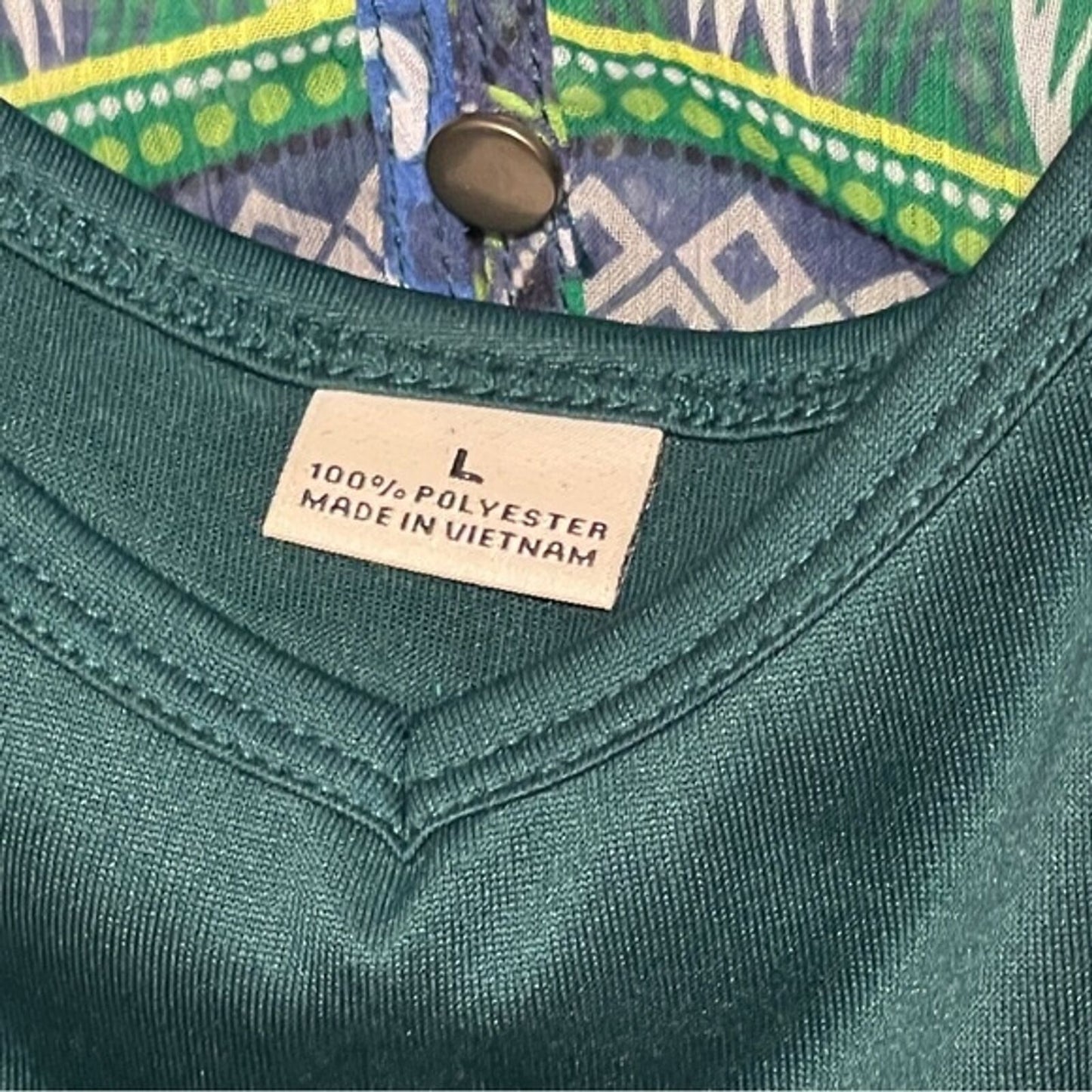Liz Claiborne Blue Green Abstract Paisley Boho Tunic Blouse 3/4 Sleeves Large