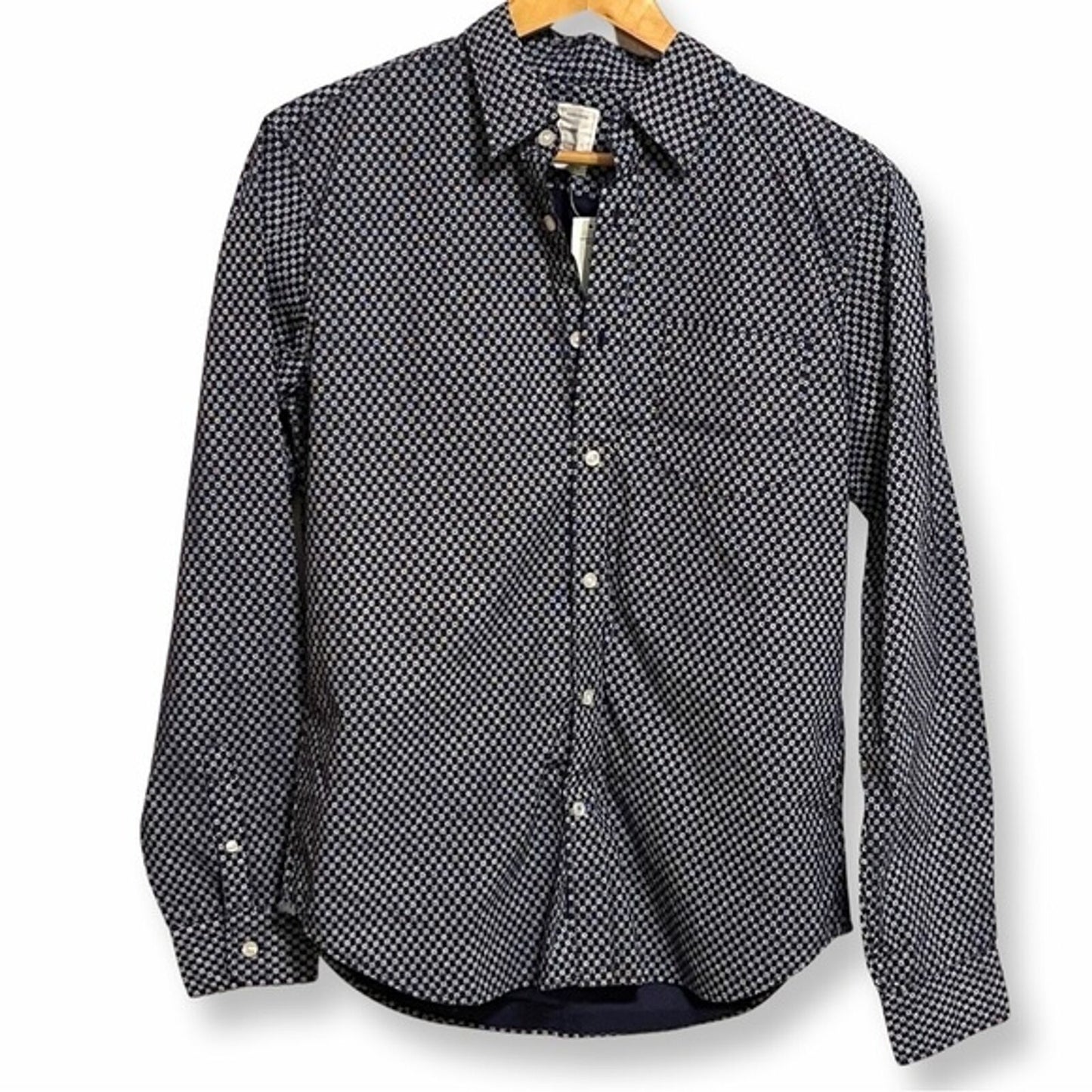 GAP Vintage Ditsy Floral Navy Boyfriend Shirt Long Sleeve Button Down Medium Top