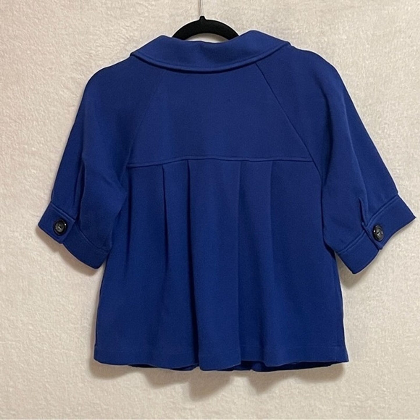 525 America Knit Blue Jacket Blazer Size M Short Sleeve Modern Swing Coat