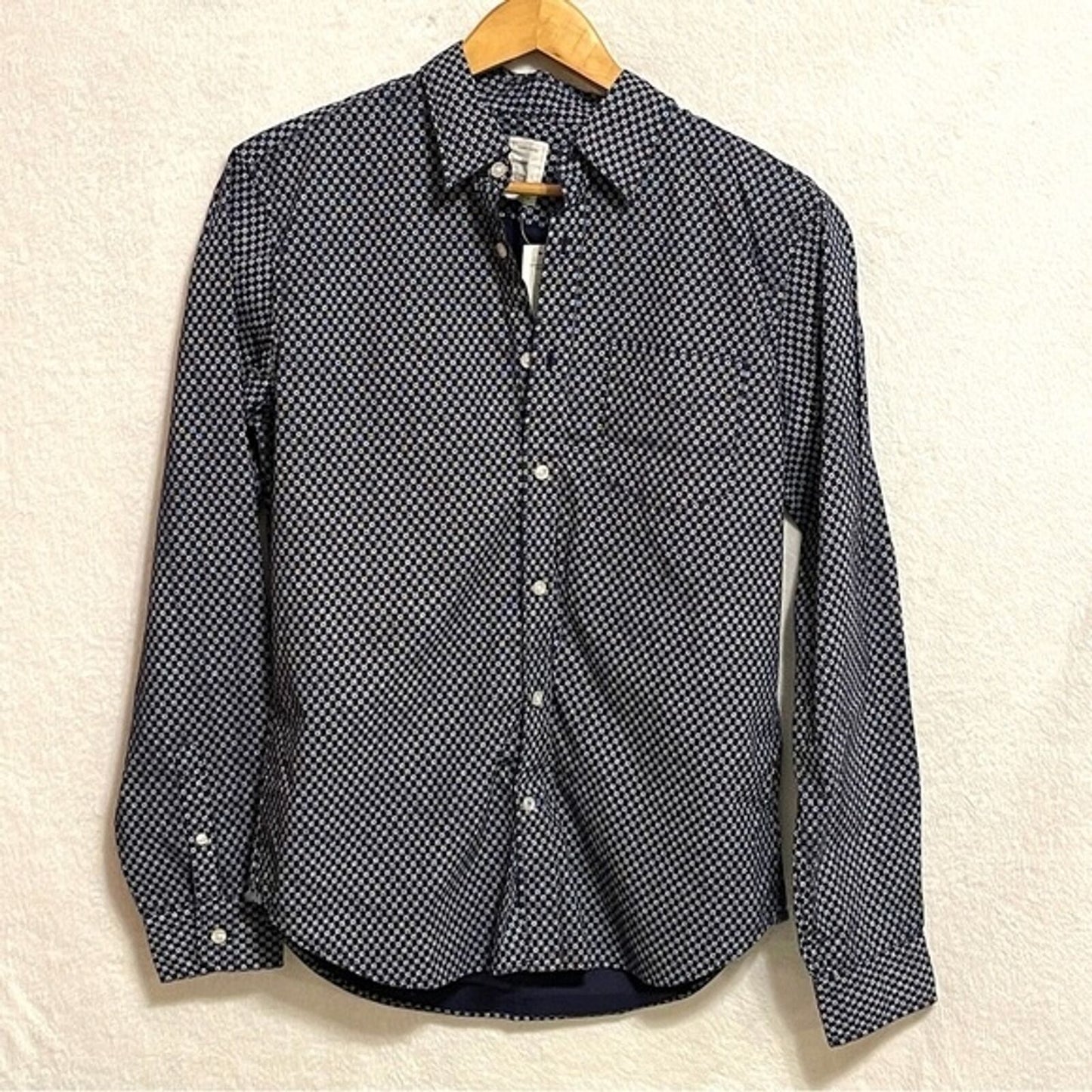 GAP Vintage Ditsy Floral Navy Boyfriend Shirt Long Sleeve Button Down Medium Top