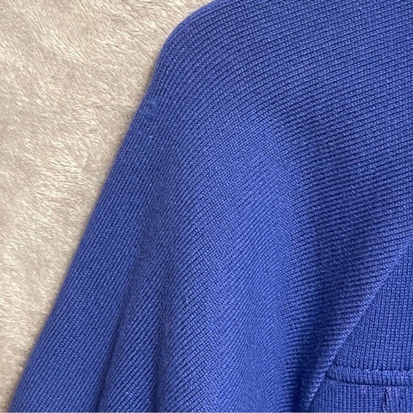 525 America Knit Blue Jacket Blazer Size M Short Sleeve Modern Swing Coat