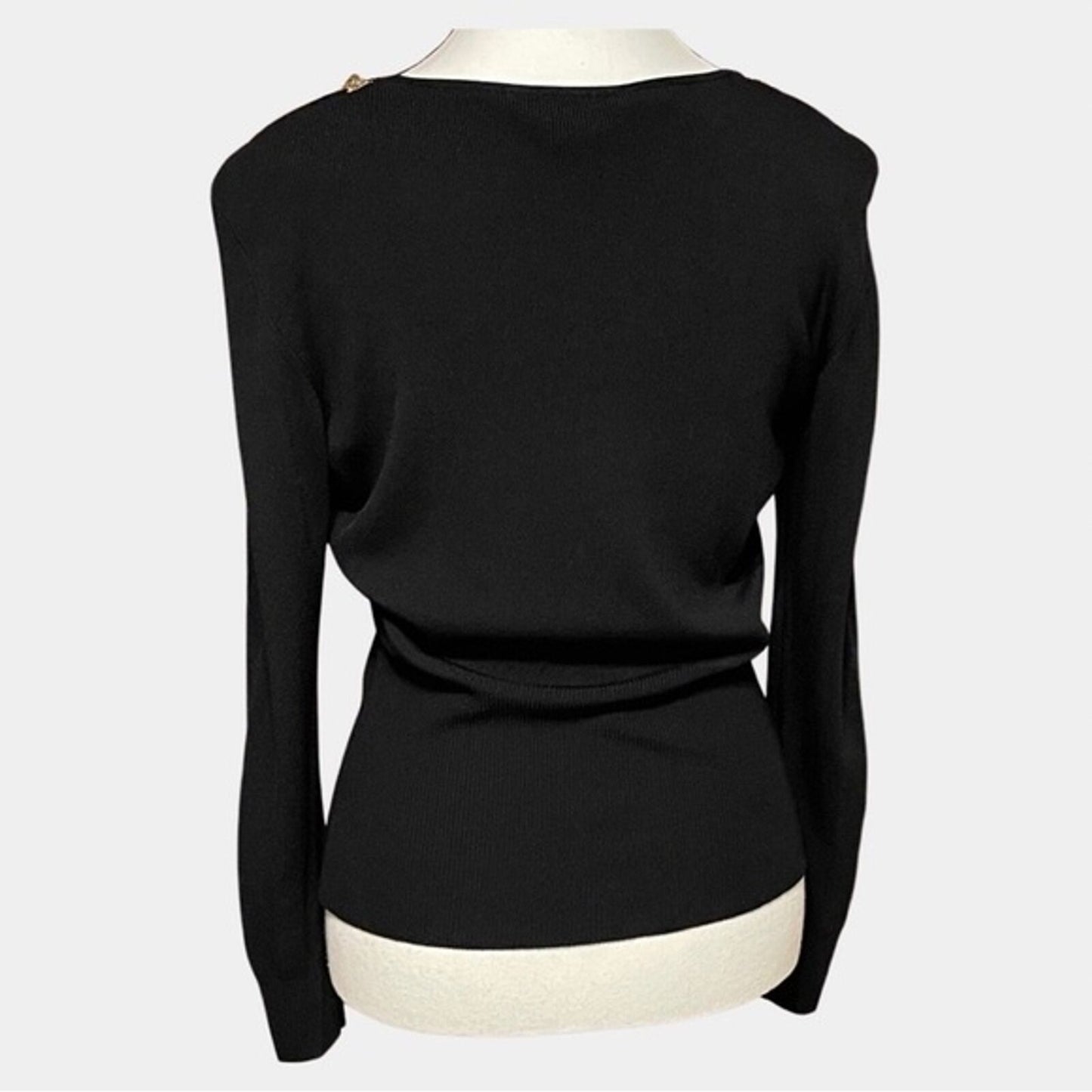 Dolce Cabo Black Sweater with Pink Shell Neckline Size XL
