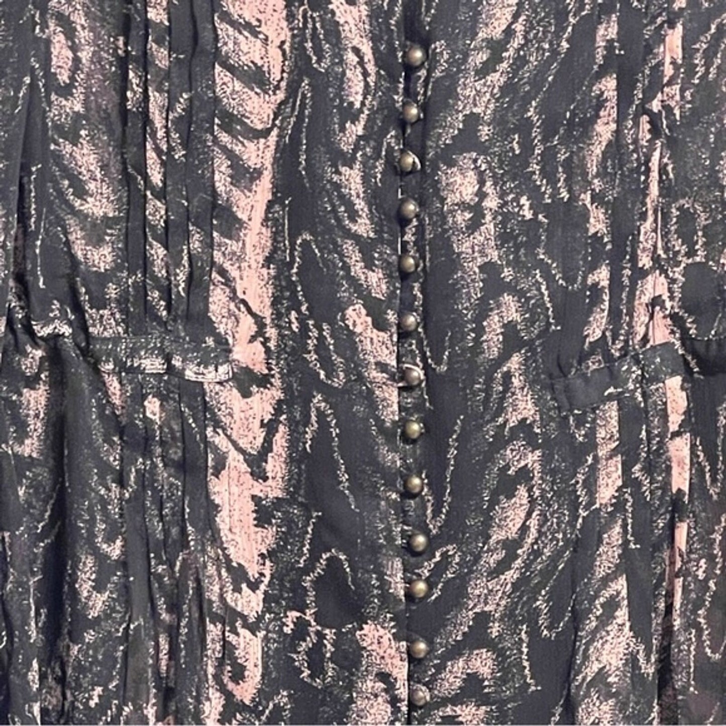 Topshop Long Sleeve Sheer Black Pink Animal Print Blouse Size S/M