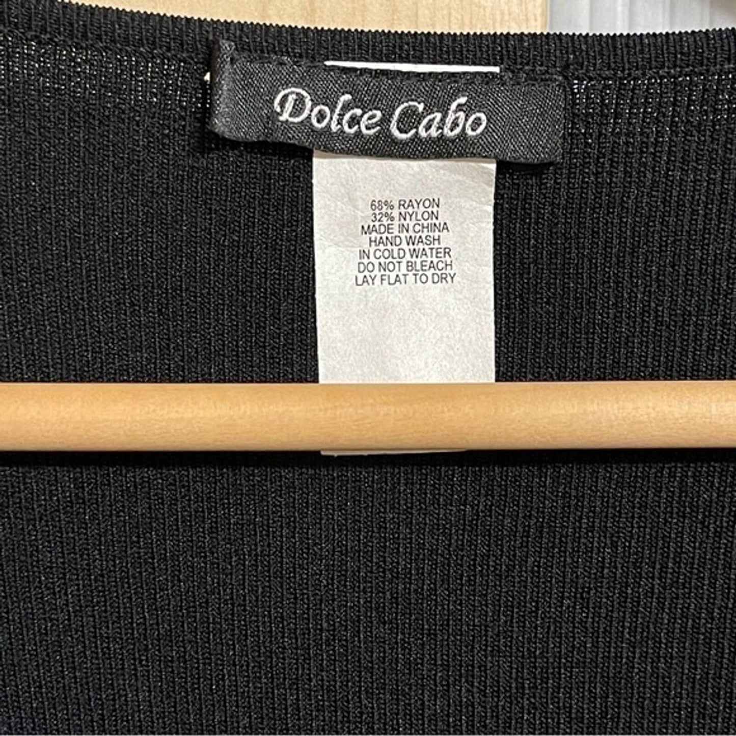 Dolce Cabo Black Sweater with Pink Shell Neckline Size XL