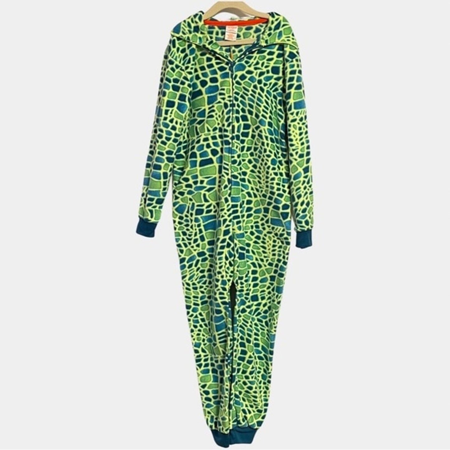 Cat & Jack Lizard Gator Fleece Zip Up One Piece Pajamas Size Small