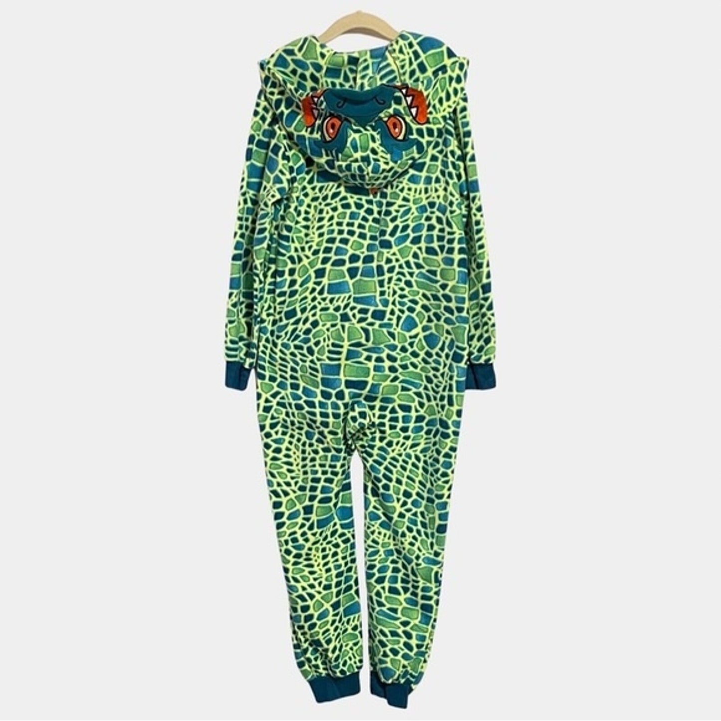 Cat & Jack Lizard Gator Fleece Zip Up One Piece Pajamas Size Small