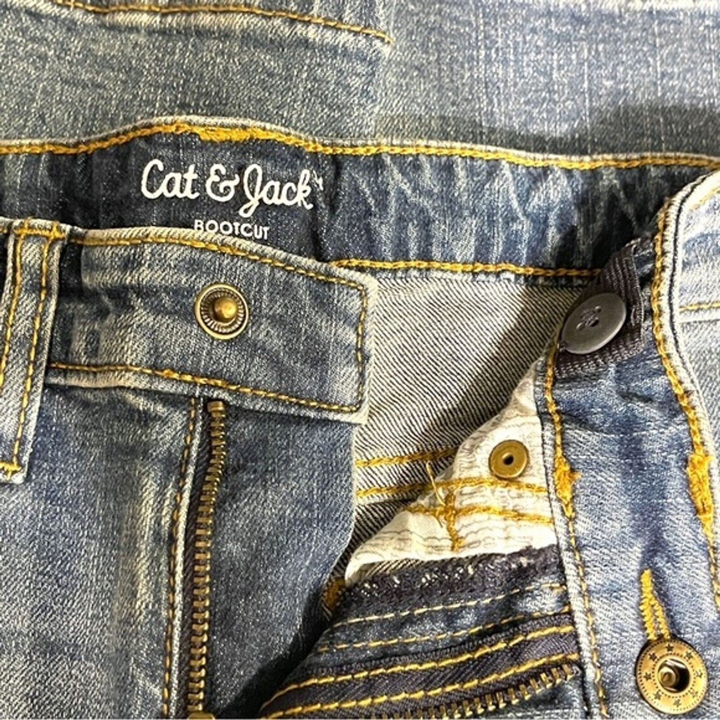Cat & Jack Boys Sz 6 Straight Leg Bootcut Jeans Vintage Wash Denim Kids Jeans