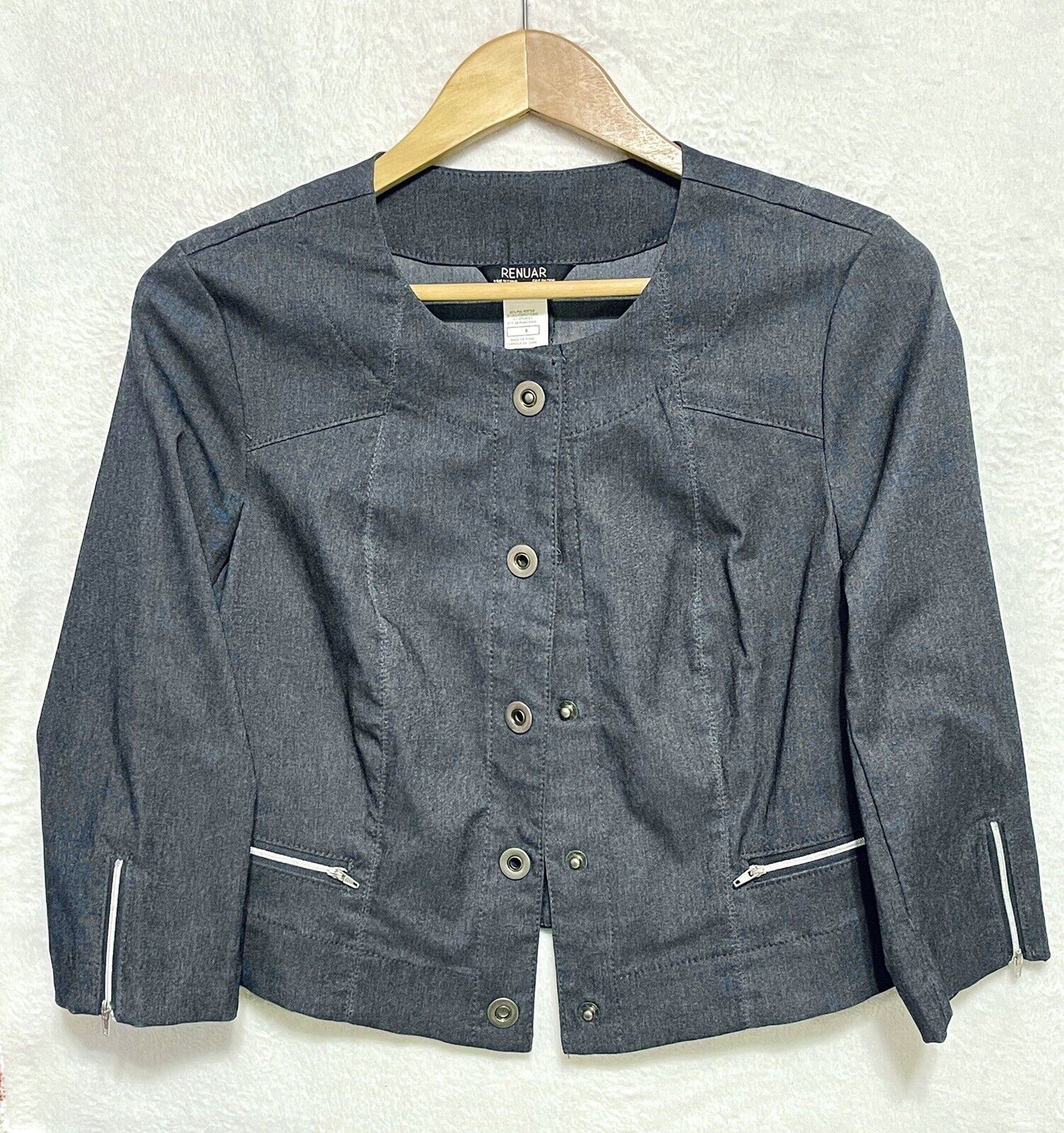 Renuar Womens Size 8 NWT Dark Wash Bolero Stretch Denim Jean Jacket Blazer