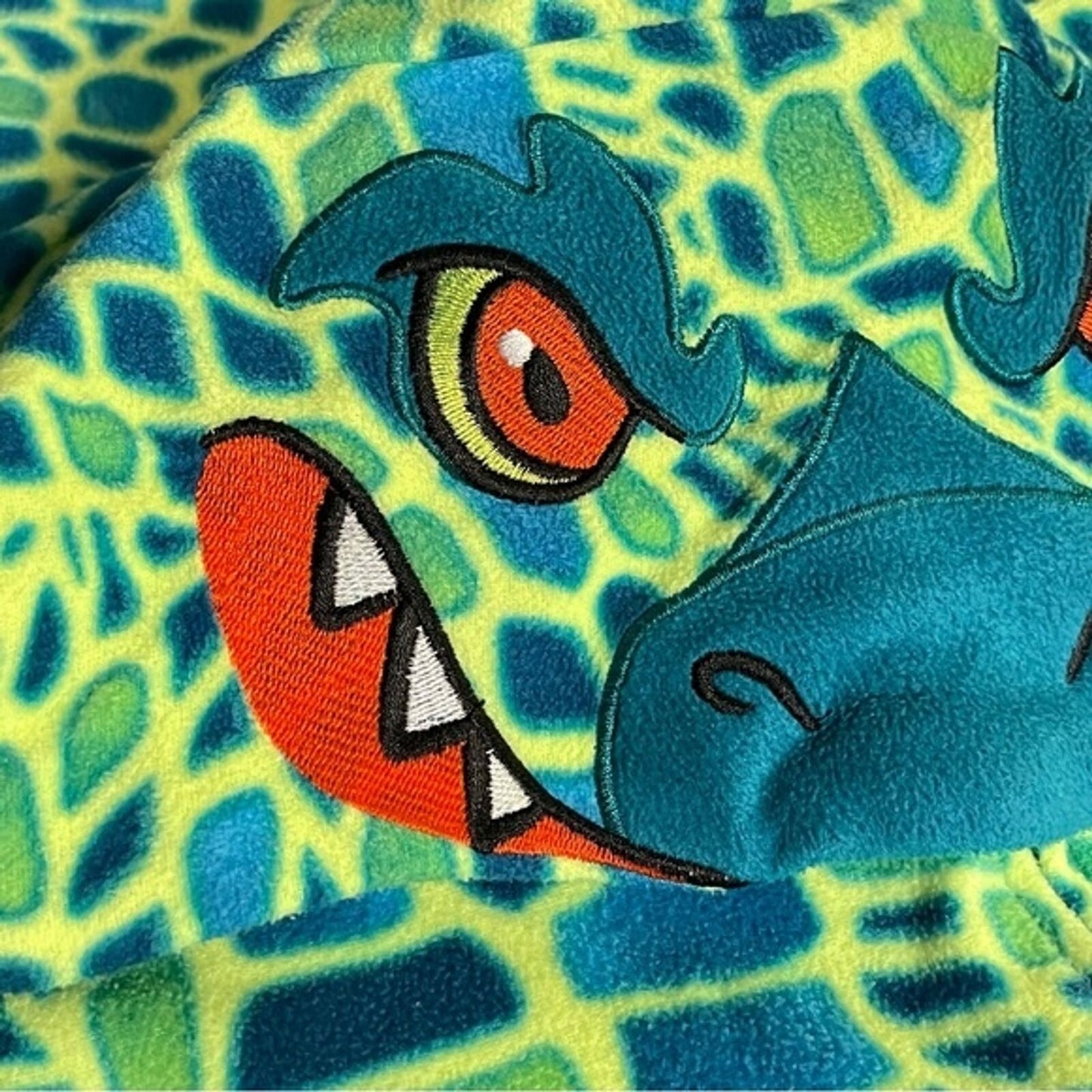 Cat & Jack Lizard Gator Fleece Zip Up One Piece Pajamas Size Small
