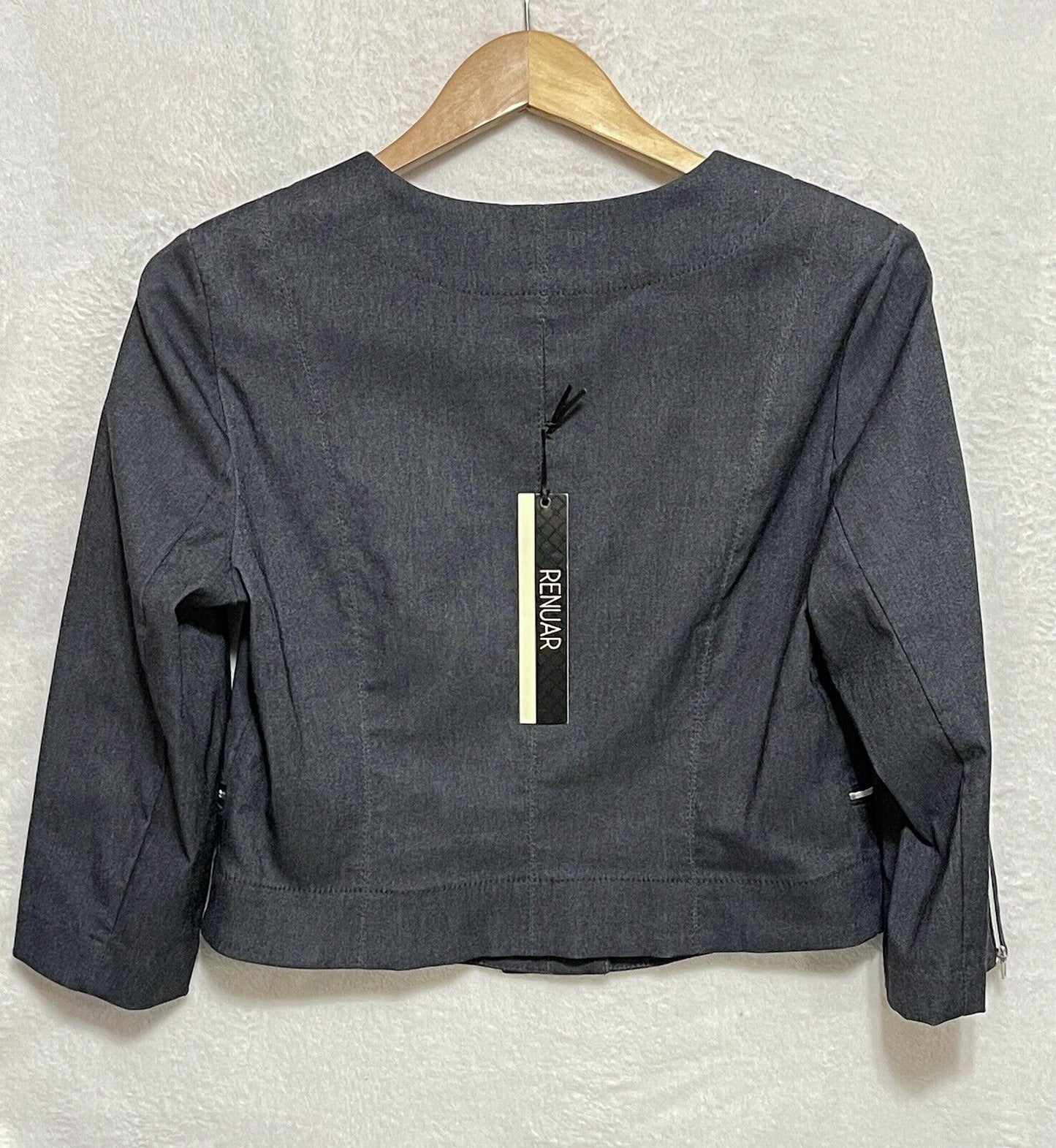 Renuar Womens Size 8 NWT Dark Wash Bolero Stretch Denim Jean Jacket Blazer