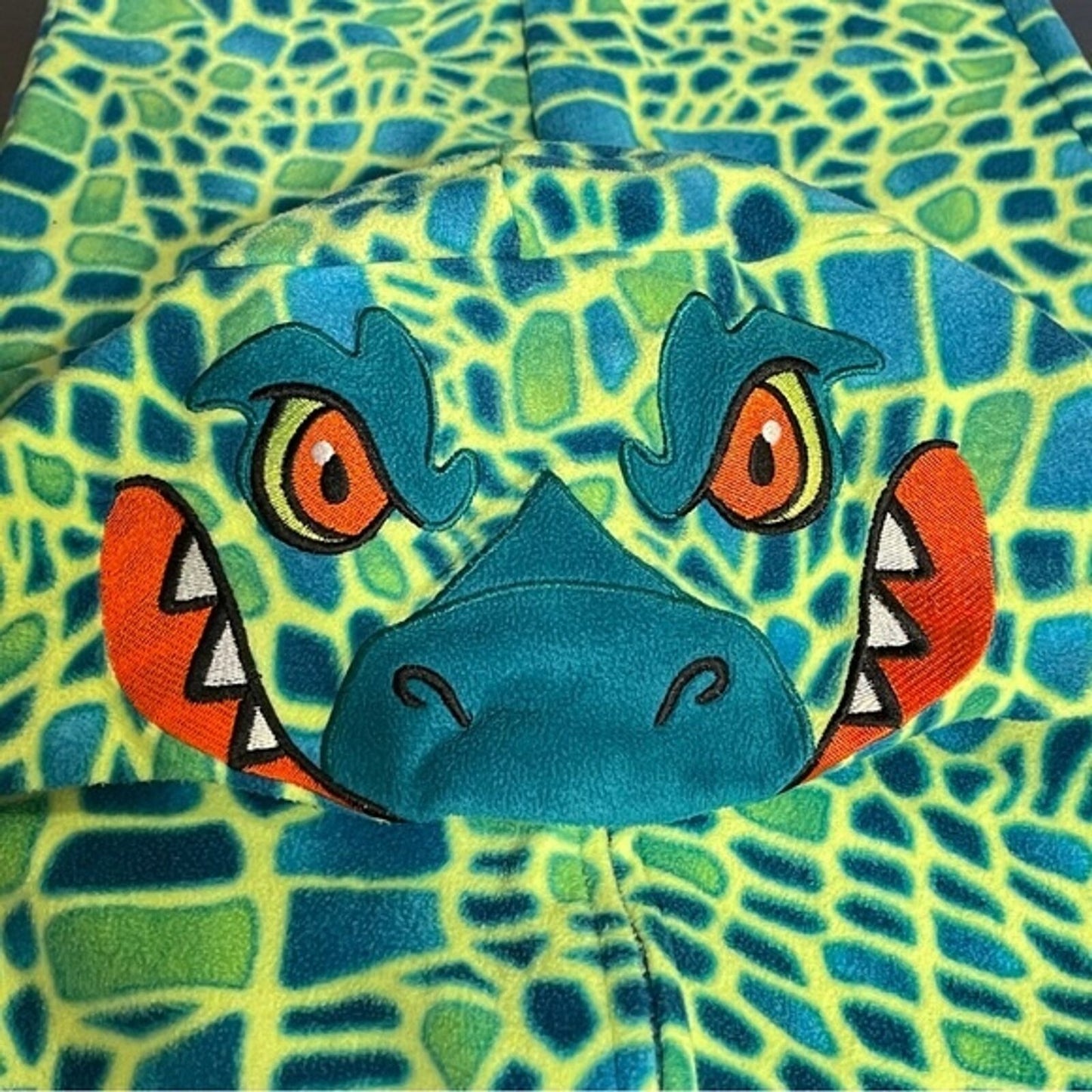 Cat & Jack Lizard Gator Fleece Zip Up One Piece Pajamas Size Small