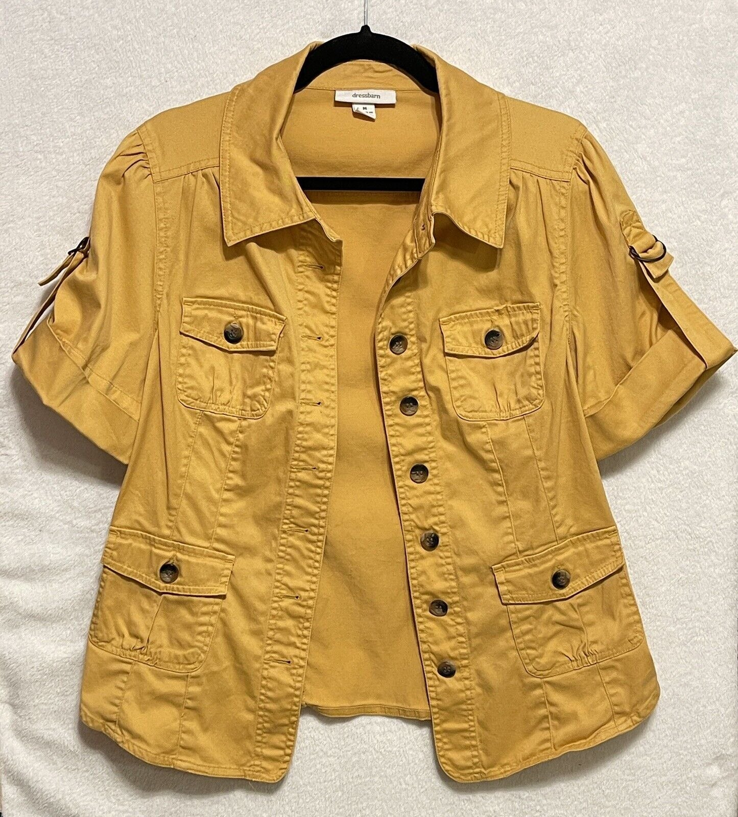 Dress Barn Womens Size M Shirt Shacket Field Jacket Short Sleeve Top