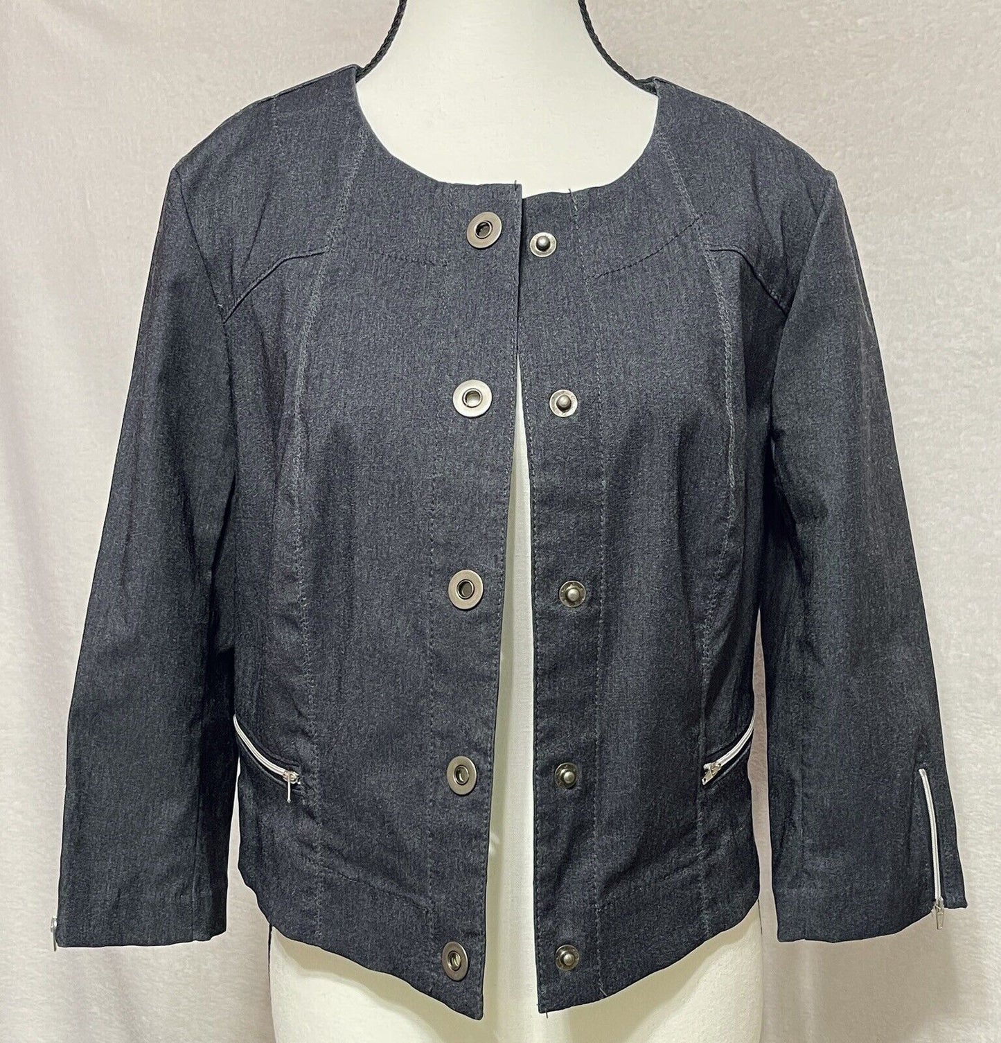 Renuar Womens Size 8 NWT Dark Wash Bolero Stretch Denim Jean Jacket Blazer