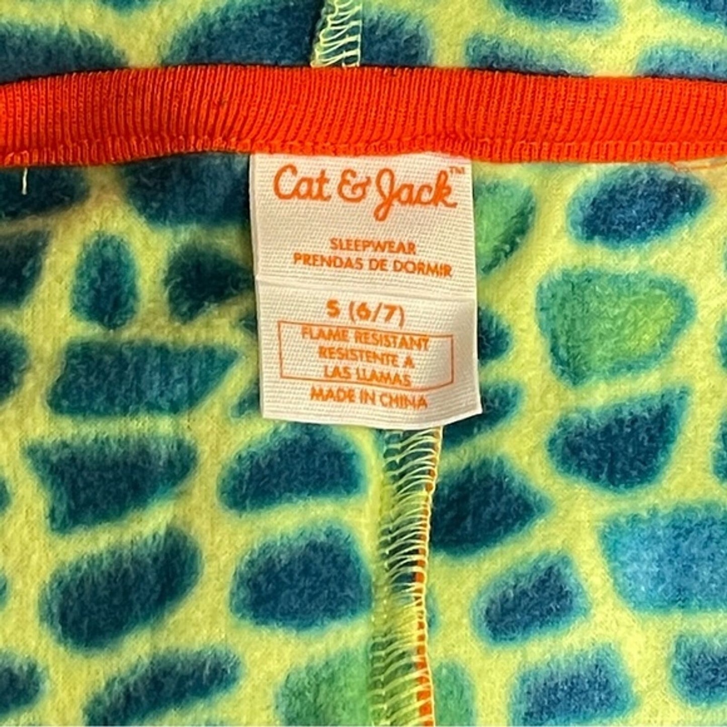 Cat & Jack Lizard Gator Fleece Zip Up One Piece Pajamas Size Small