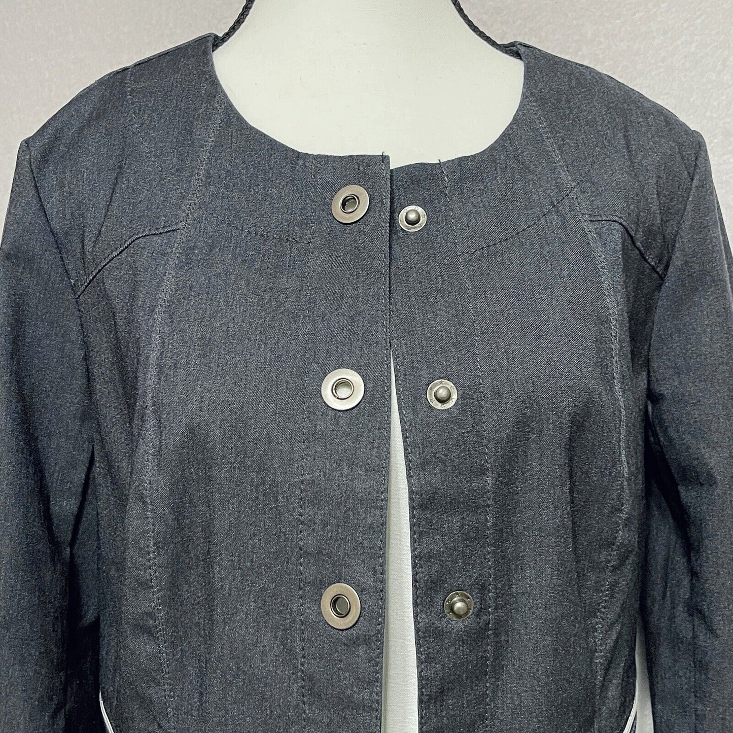 Renuar Womens Size 8 NWT Dark Wash Bolero Stretch Denim Jean Jacket Blazer