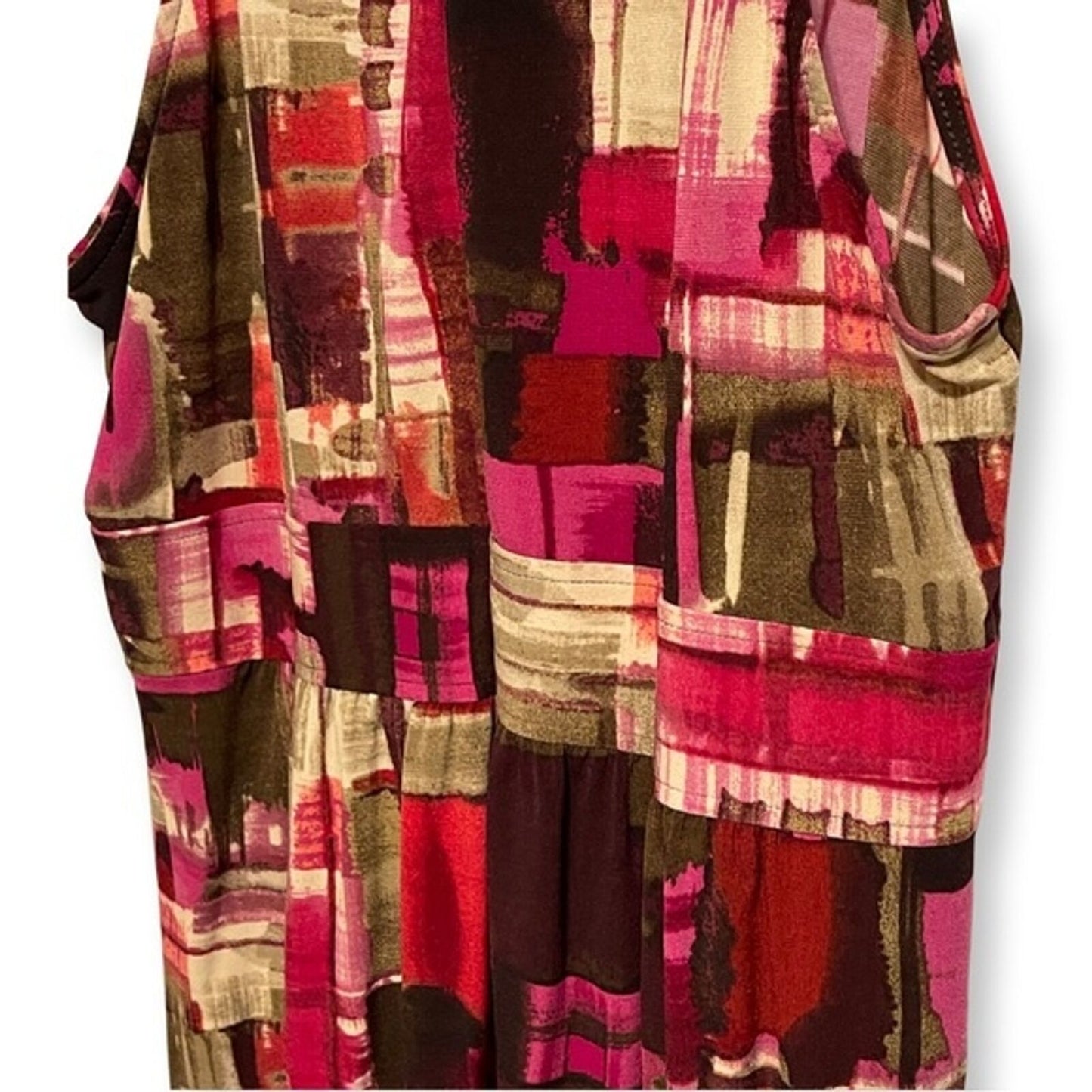 Danny and Nicole Sleeveless Midi Dress Abstract Watercolor Boho Print, Size 14
