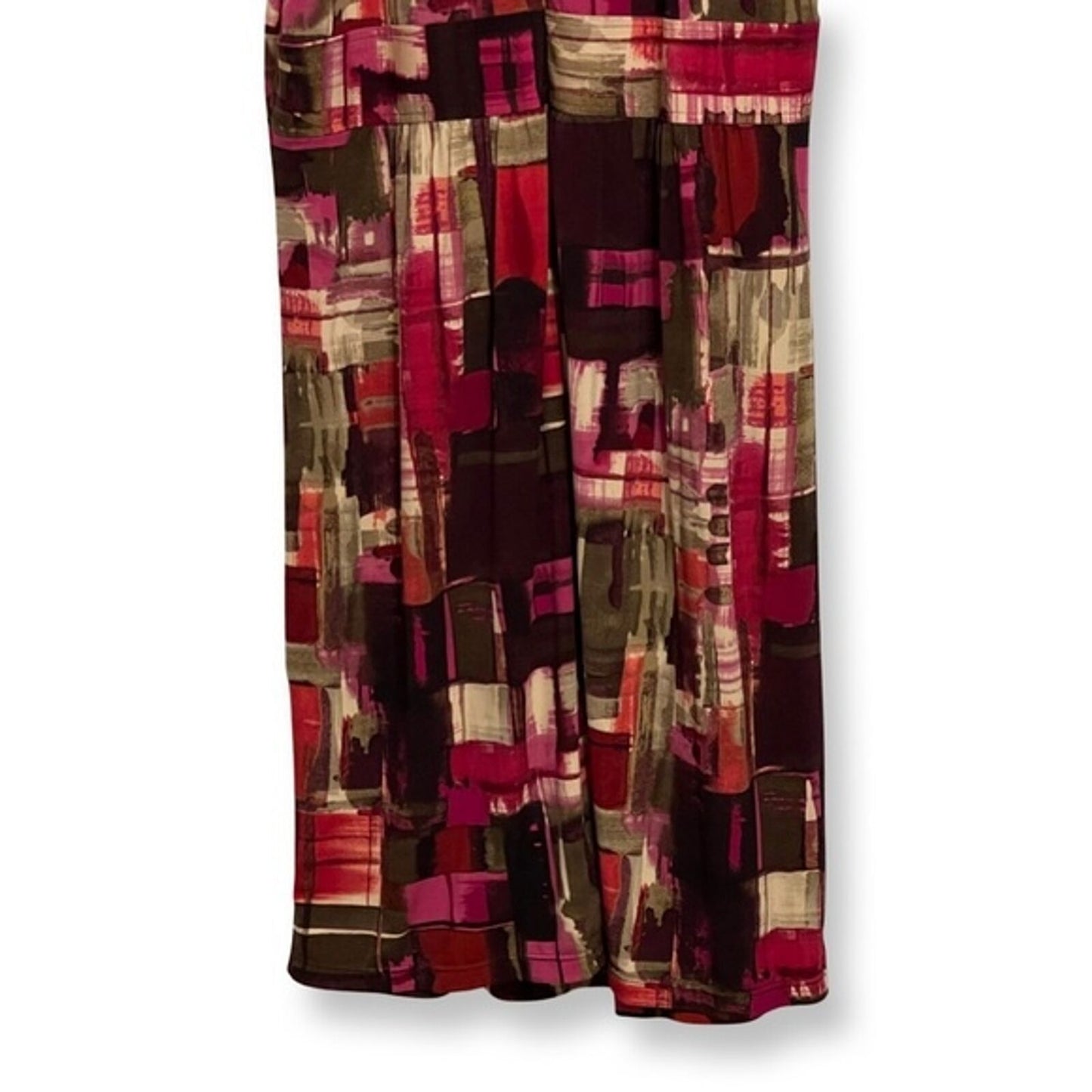 Danny and Nicole Sleeveless Midi Dress Abstract Watercolor Boho Print, Size 14
